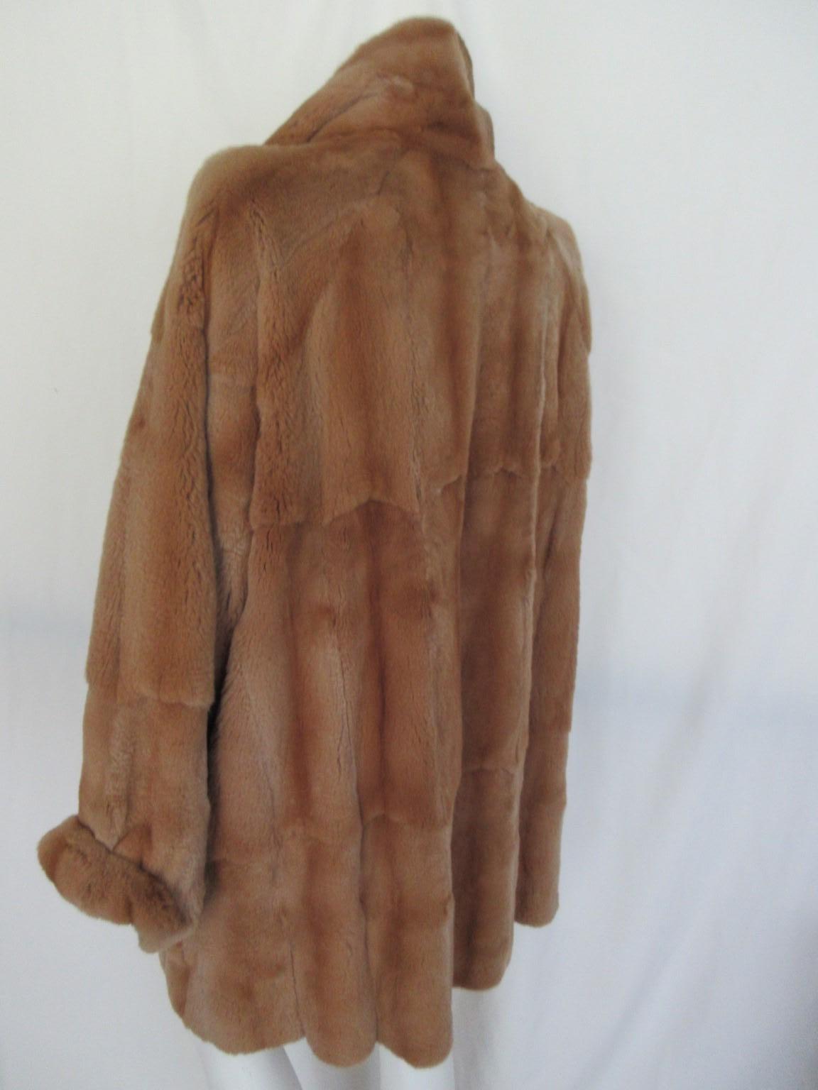 Exceptional Sheared Mink Fur Gold Tone Brown Coat 1
