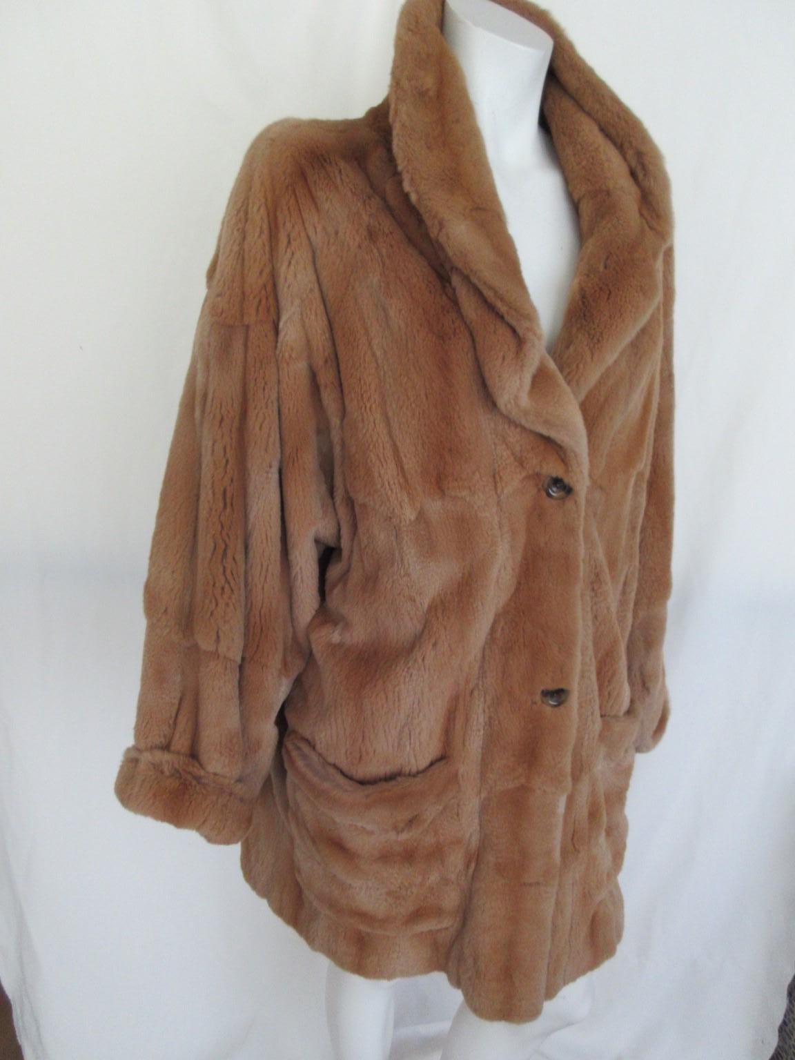 Exceptional Sheared Mink Fur Gold Tone Brown Coat 2