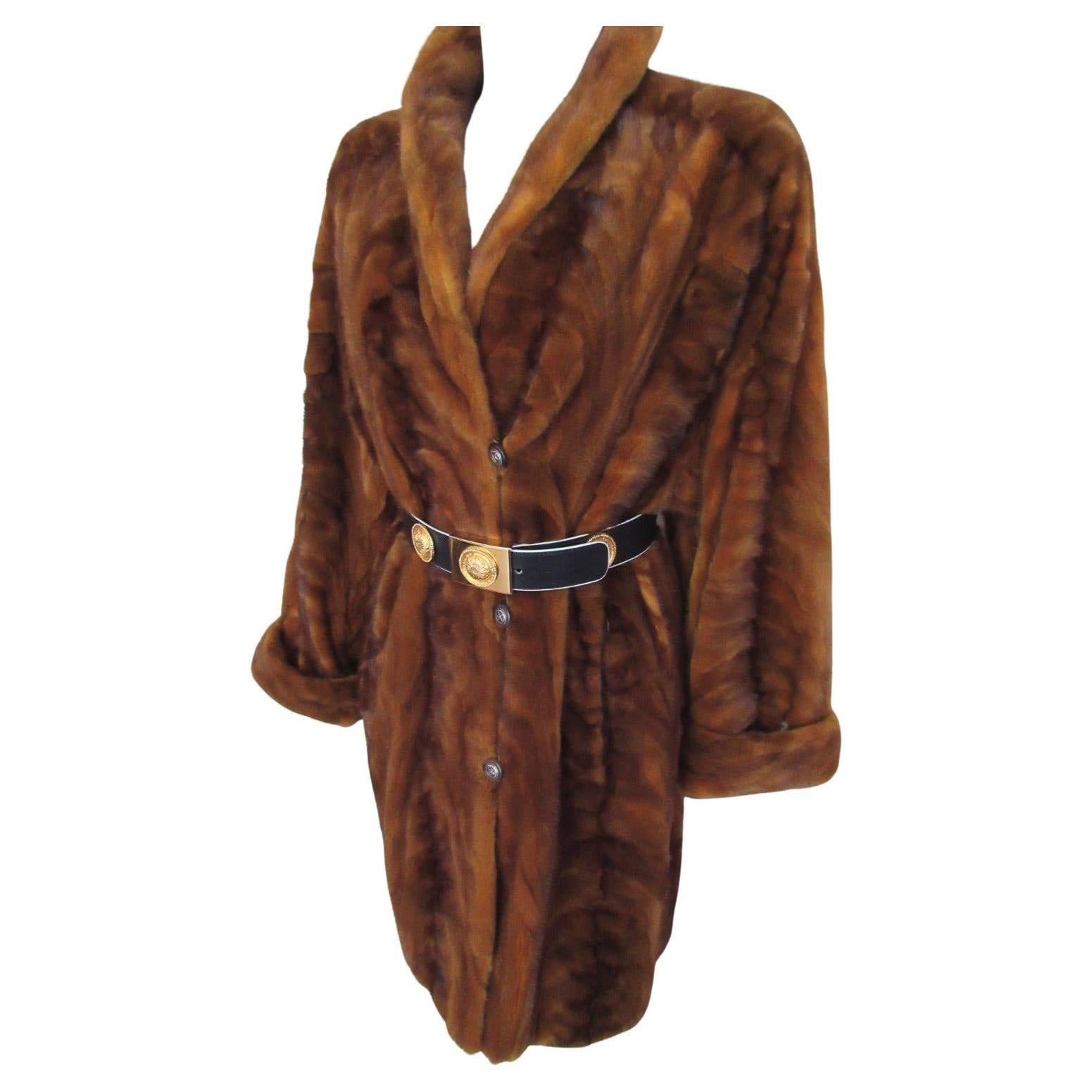 Exceptional Sheared Mink Fur Mustard Gold Tone Coat