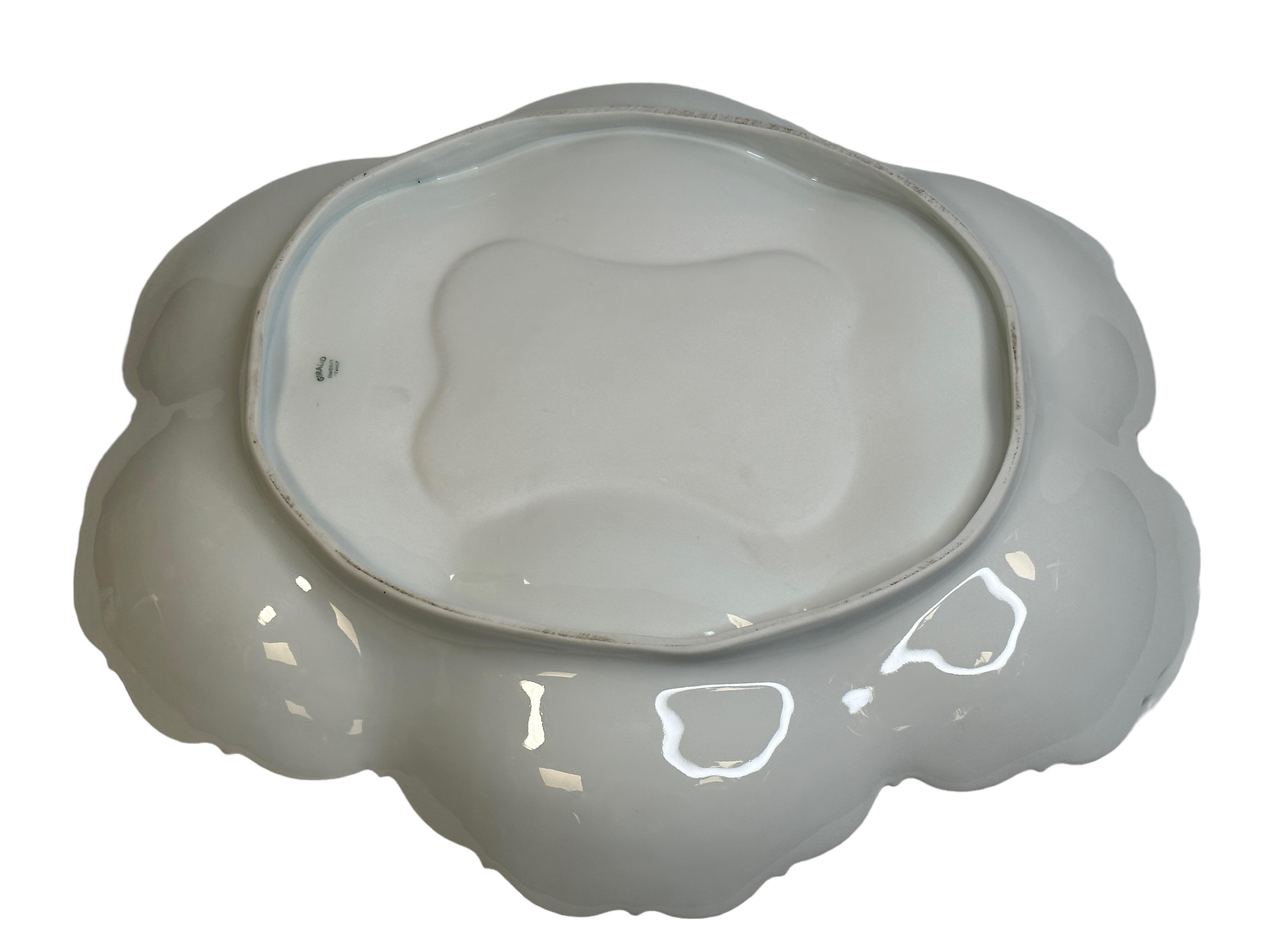 Exceptional Shell Shaped Limoges China Porcelain Soup Tureen with Dolphin Decor For Sale 7