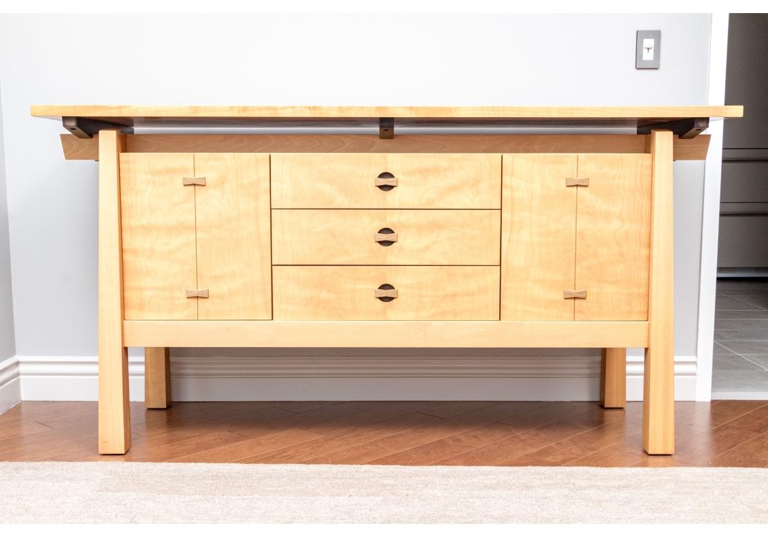 Very fine Arts and Crafts style Sideboard with floating top designed and produced by Kevin Kopil from his celebrated Floating World Collection. According to the maker, the inspiration for the Line is the furniture and architecture of the iconic