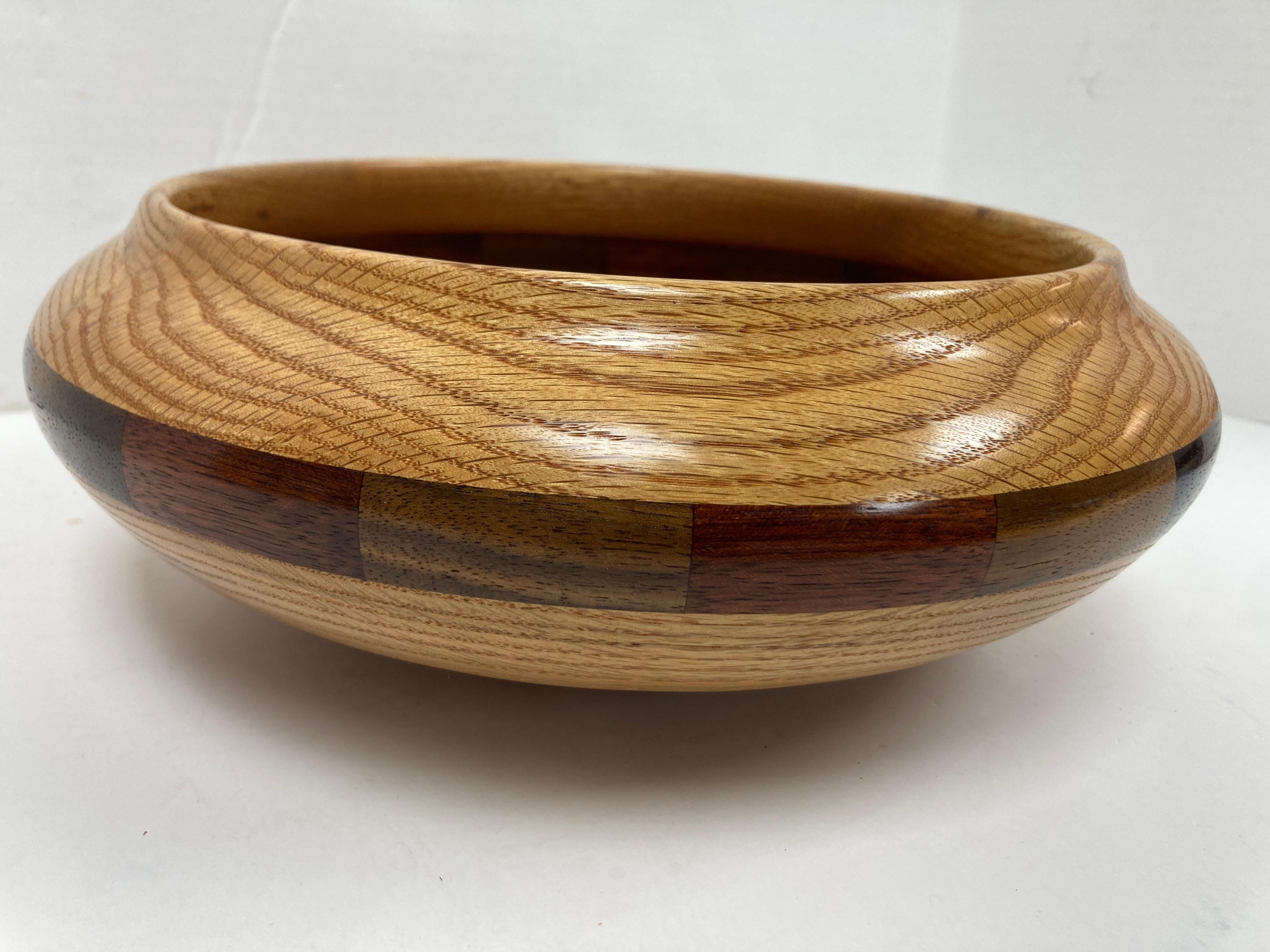 Late 20th Century Exceptional Signed Mixed Wood Bowl New Mexico For Sale