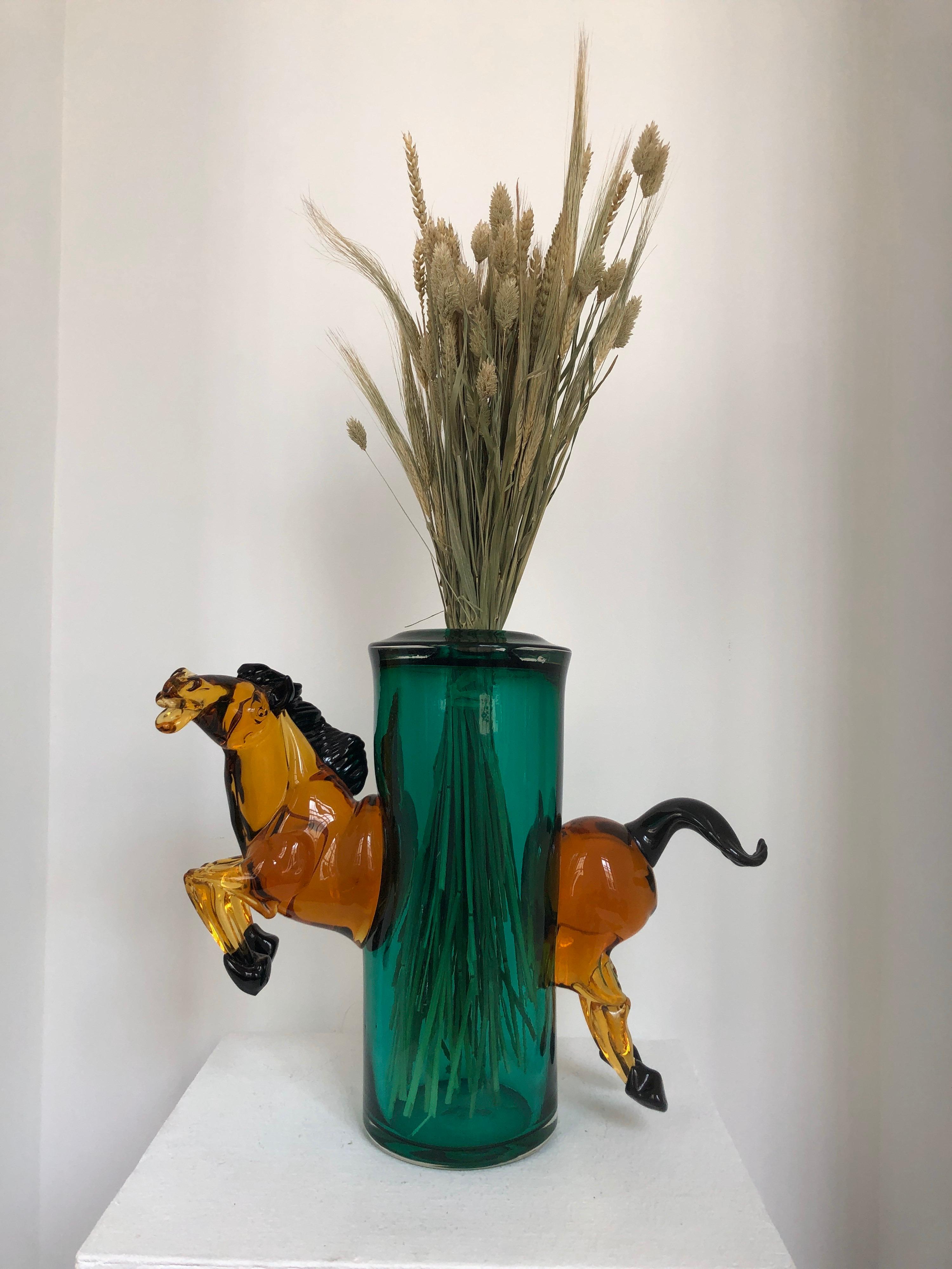 Mid-20th Century Exceptional Silvano Signoretto Horse Sculpture Vase, Murano, 1960s