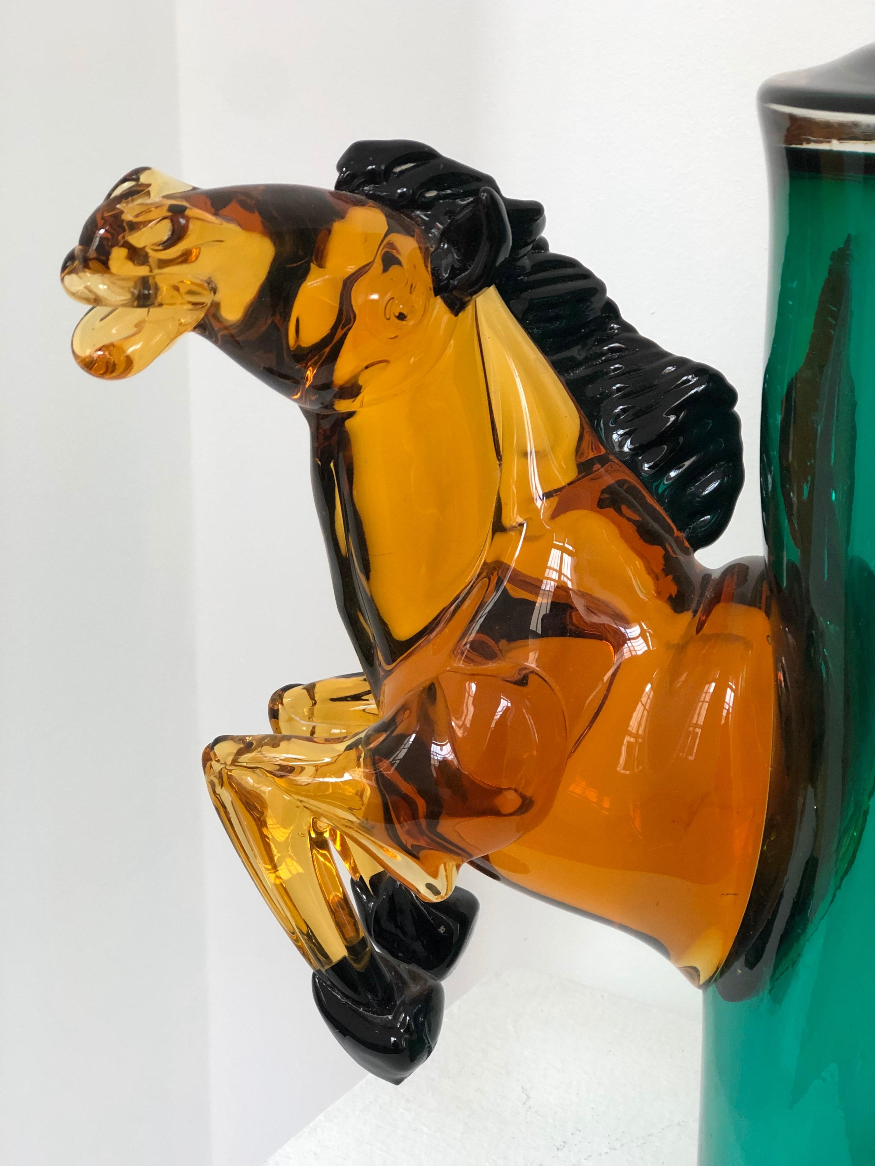 Murano Glass Exceptional Silvano Signoretto Horse Sculpture Vase, Murano, 1960s