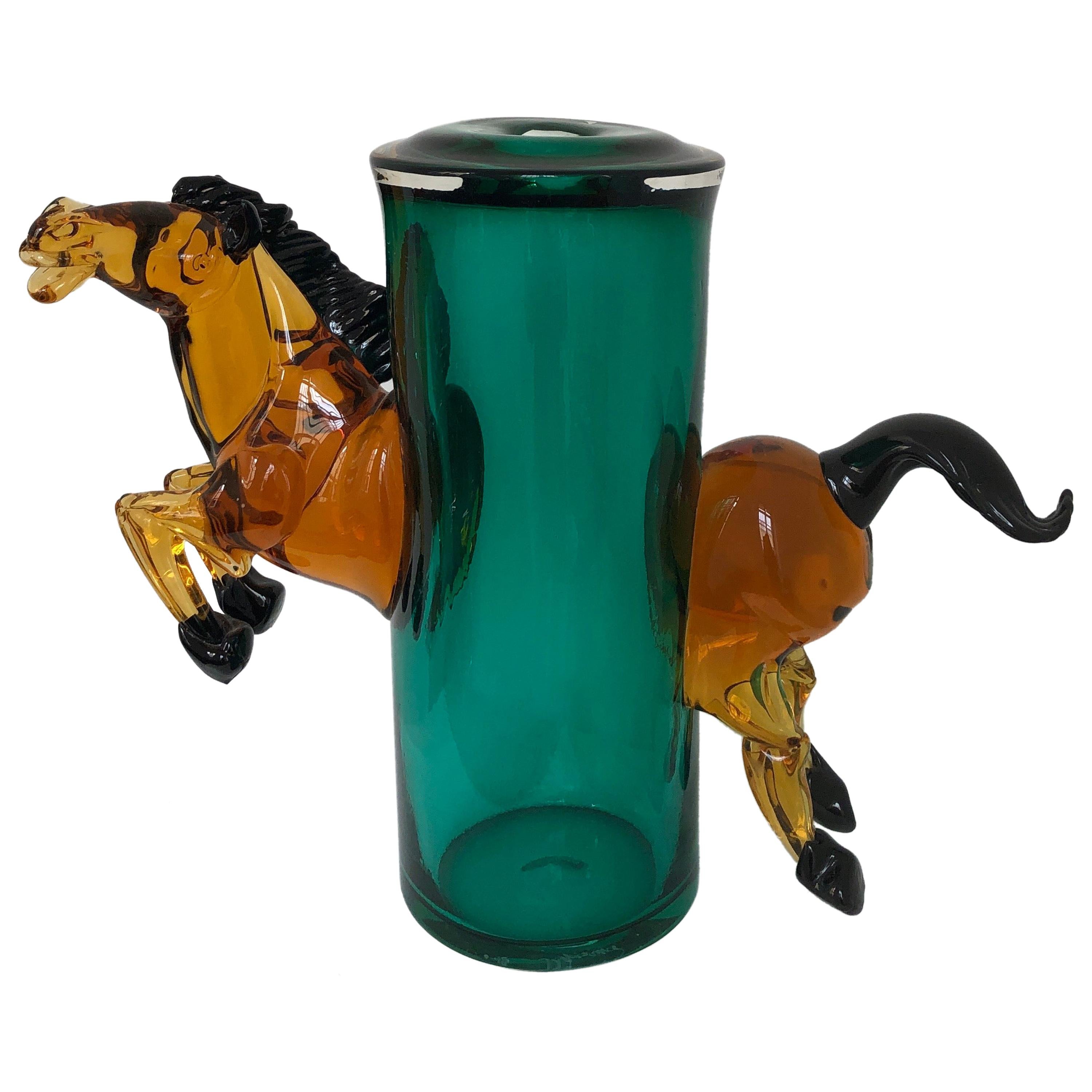 Exceptional Silvano Signoretto Horse Sculpture Vase, Murano, 1960s