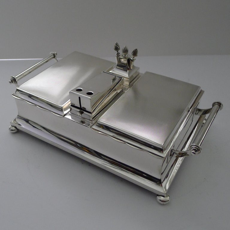 Exceptional Silver Cigar Box/Smoking Compendium by Mappin and Webb For Sale  at 1stDibs