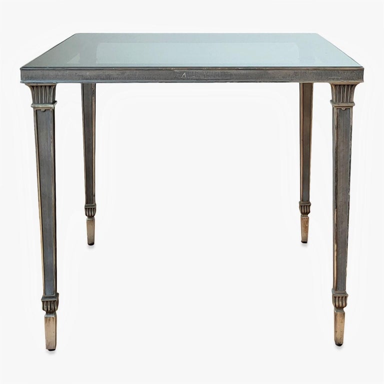 France 1970's
rarest silver plated occasional table with slightly blue mirror edges original glass top
good vintage condition
original patina
minor surface scratches on glass
this table will ship from Paris and can be returned to either Paris