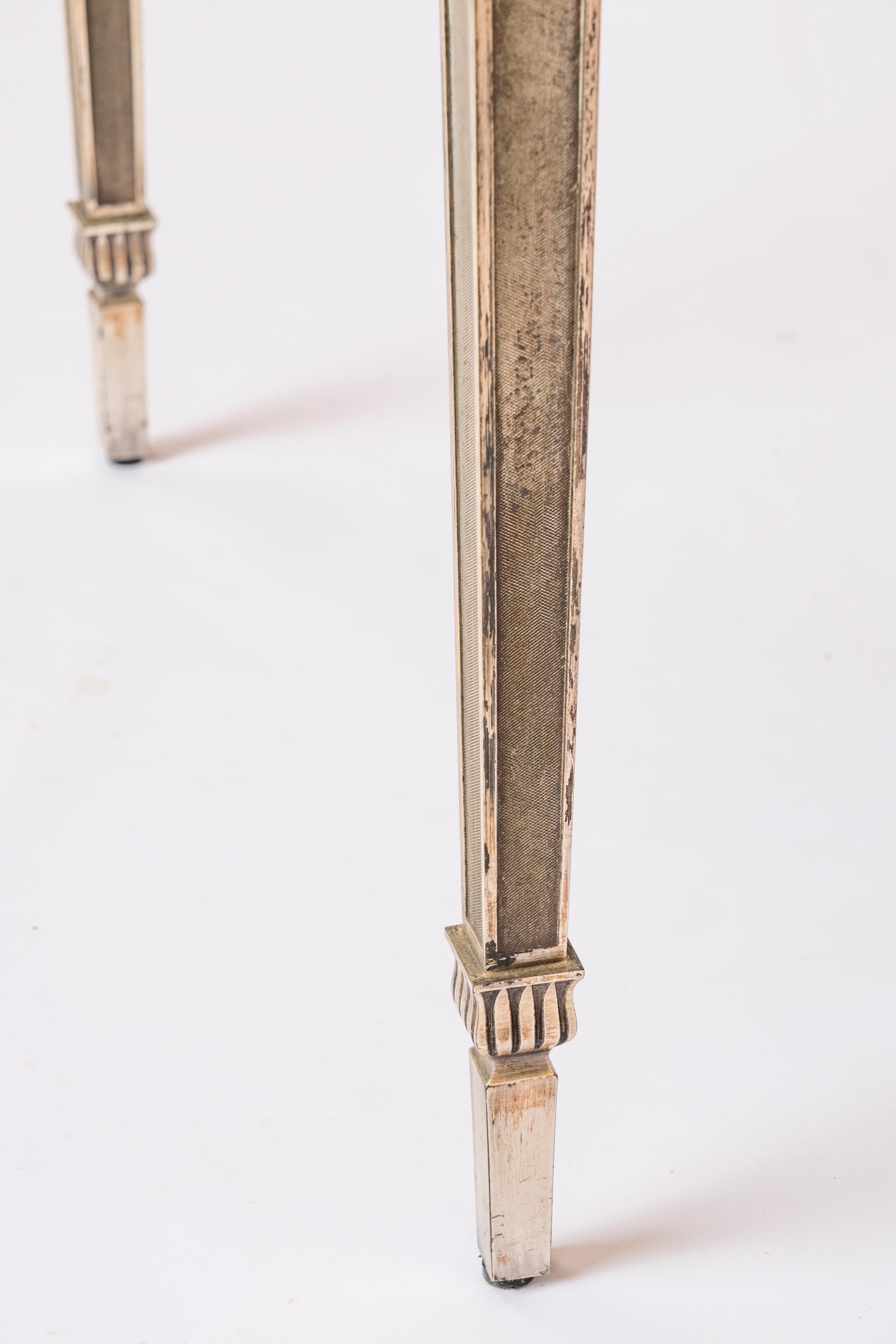 Exceptional Silver Plated Bronze Guilloché Side Table Att. Maison Charles 3