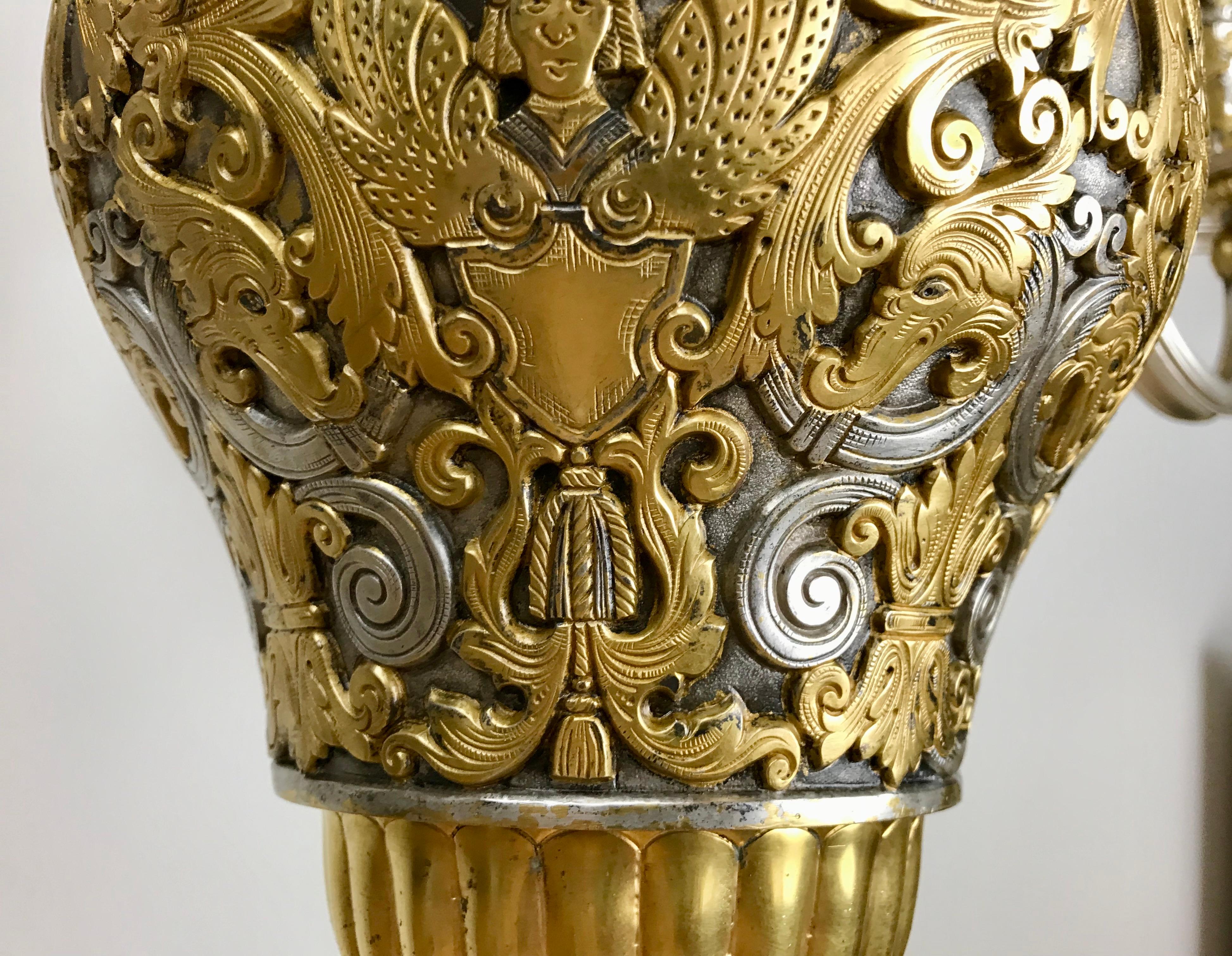 Exceptionnel lustre à huit bras en bronze argenté et doré d'E. F. Caldwell en vente 3