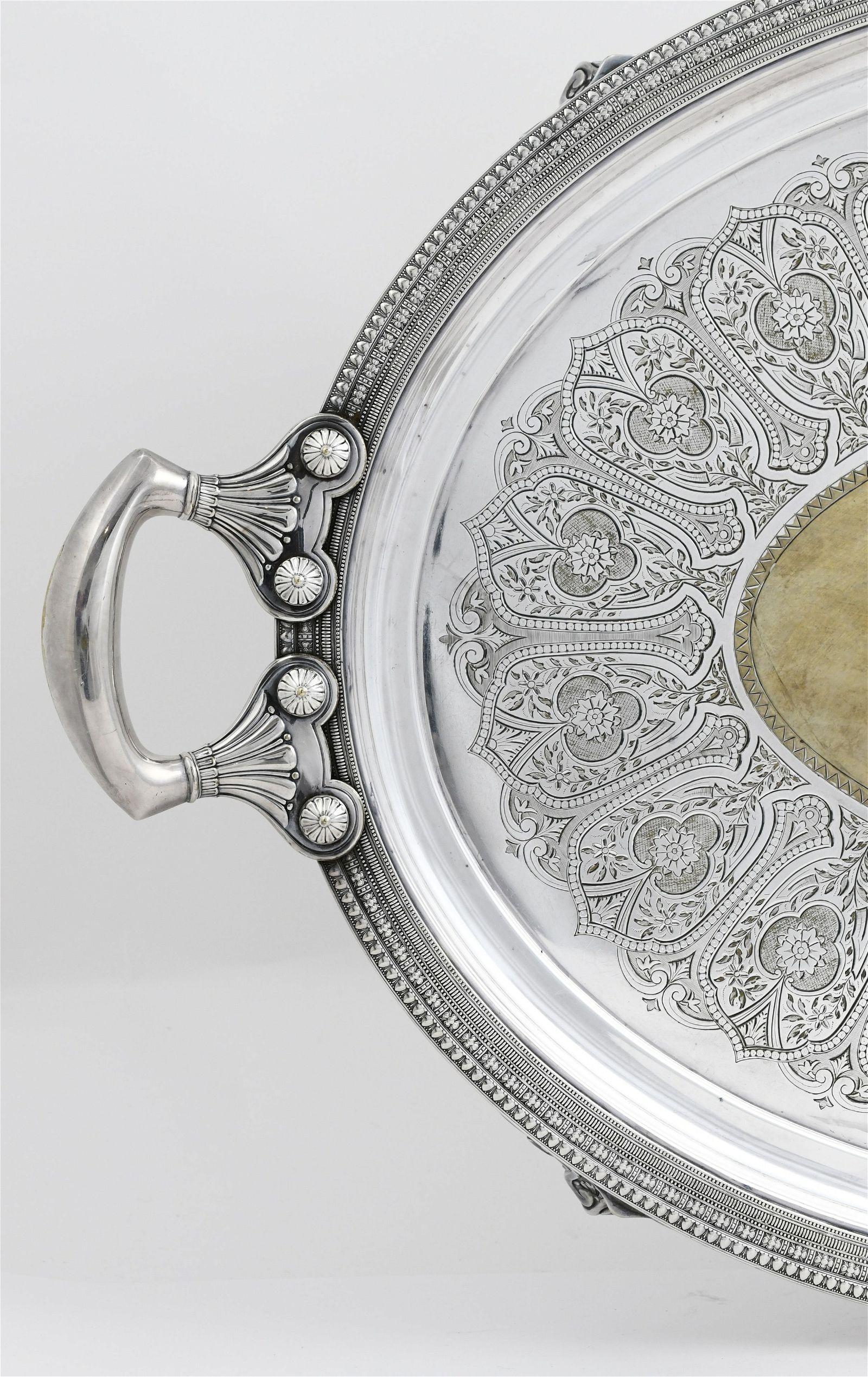 Edwardian Exceptional Silverplate Salver Serving Tray by Tiffany and Co.