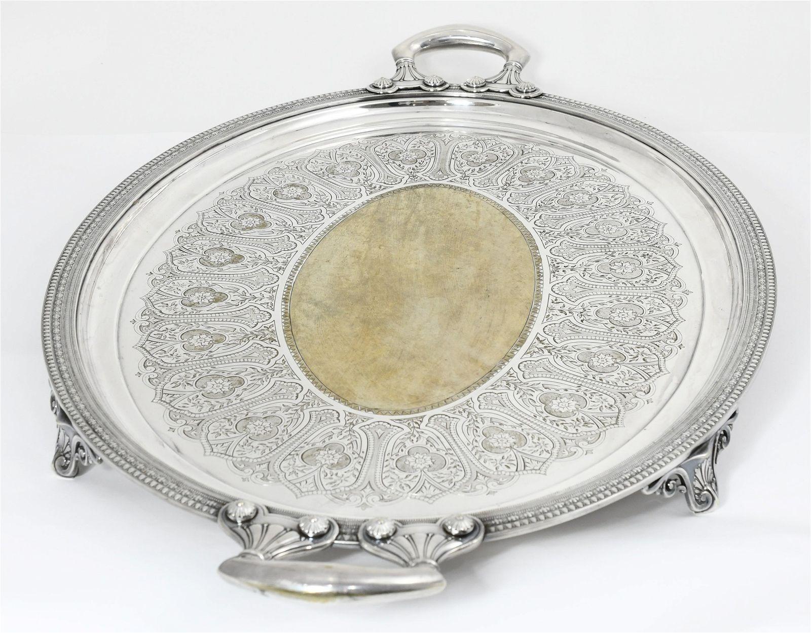 Exceptional Silverplate Salver Serving Tray by Tiffany and Co. In Good Condition In New York, NY