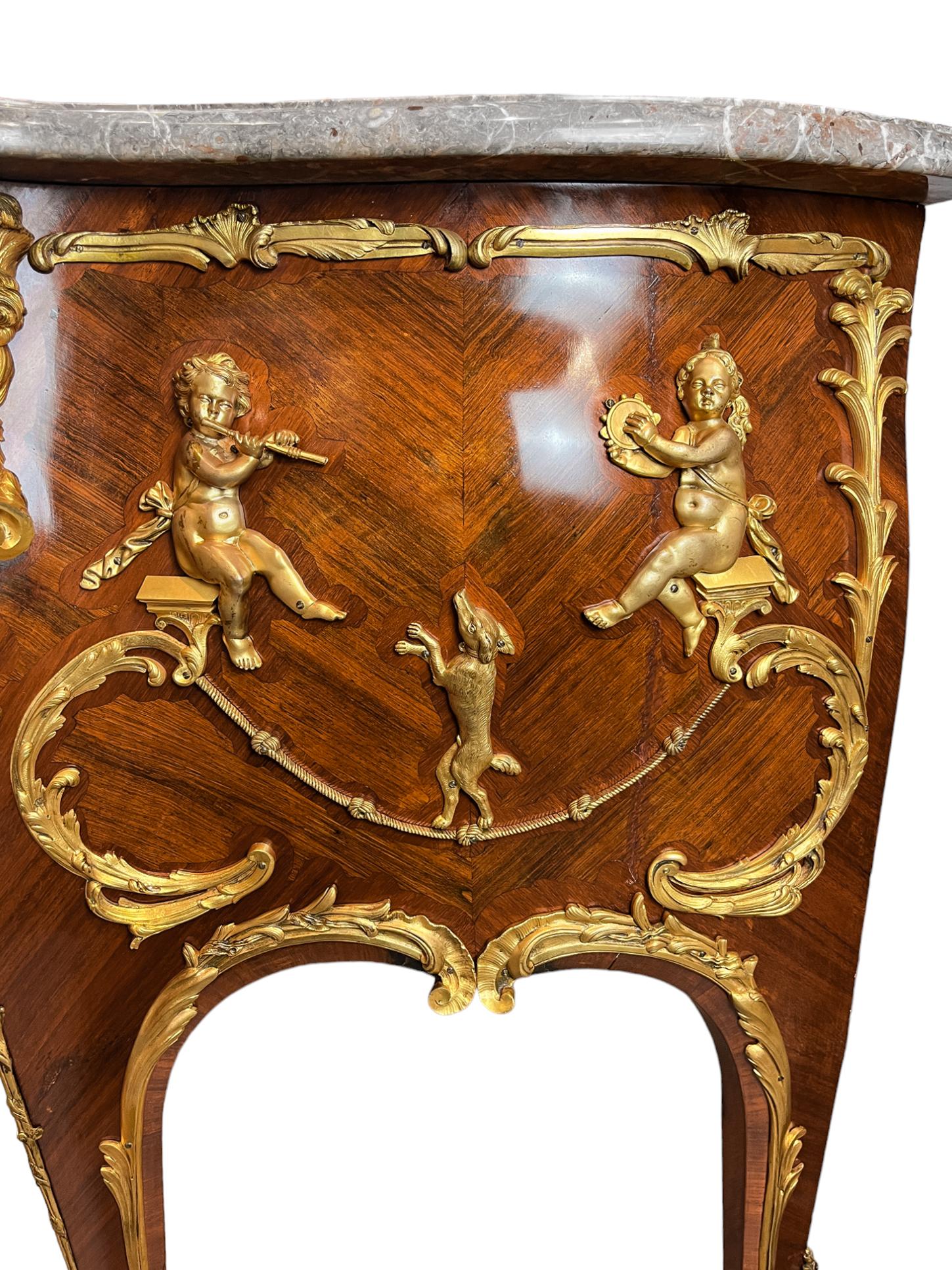 XIX secolo Eccezionale commode in palissandro a tema Singerie di Zwiener in vendita