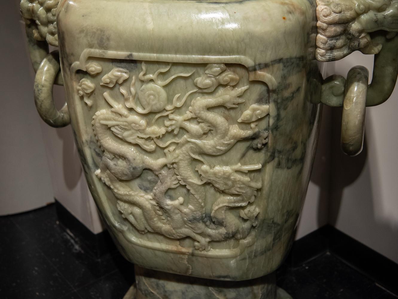 19th Century Exceptional Single Monumental Covered Urn of Archaic Fung Lei Form