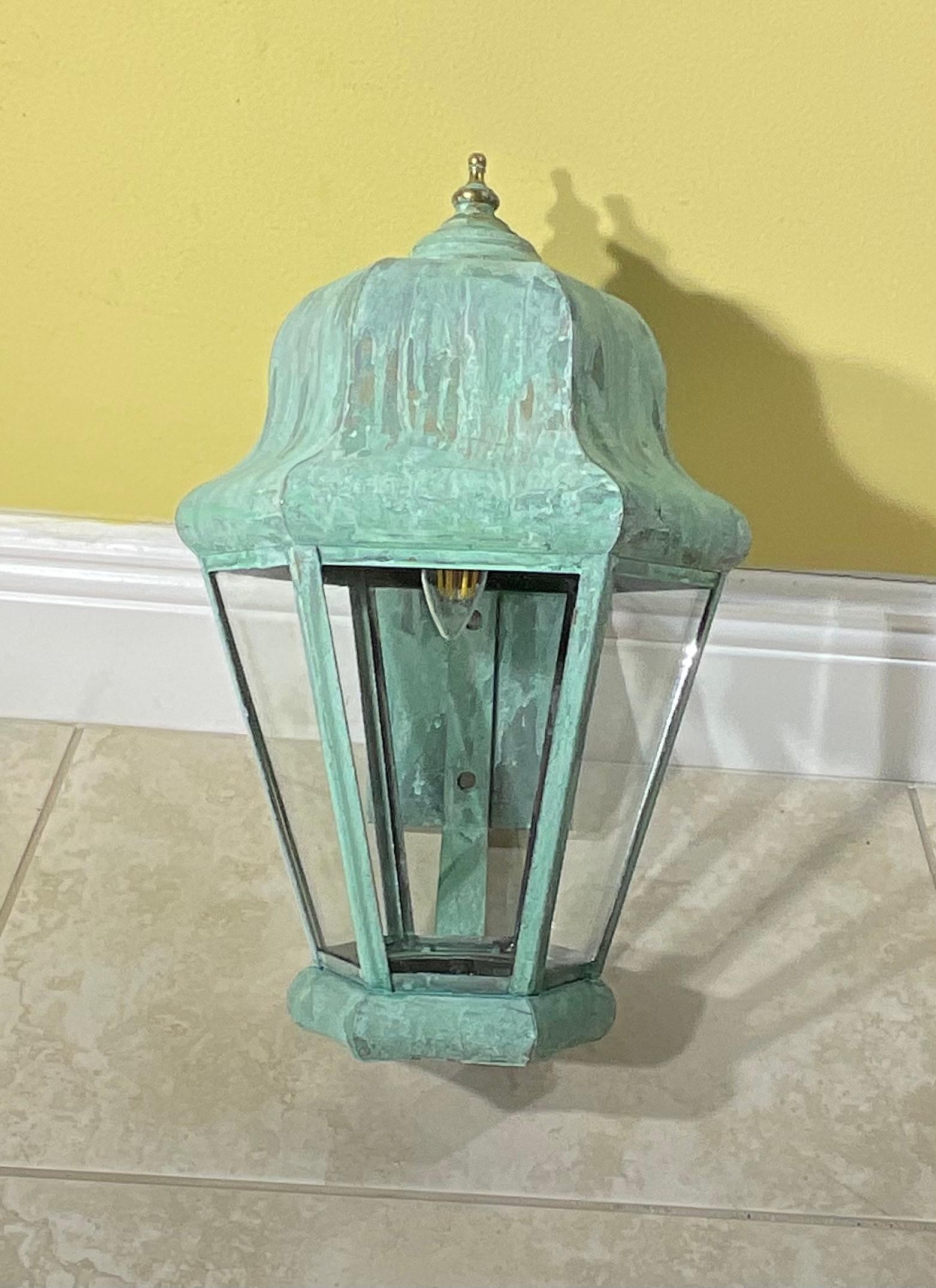 Exceptional Single Vintage Solid Brass Wall Lantern For Sale 5