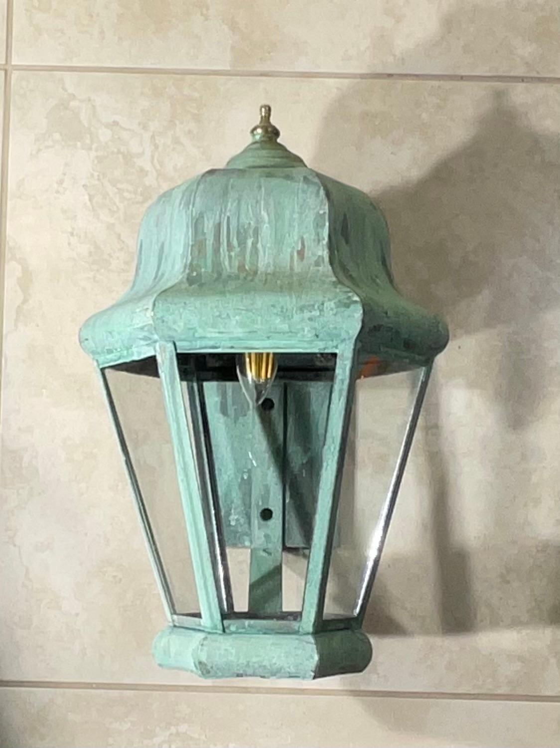 Exceptional Single Vintage Solid Brass Wall Lantern For Sale 6