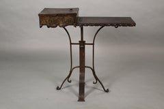 Exceptional Small Iron and Copper Side Table with Chair