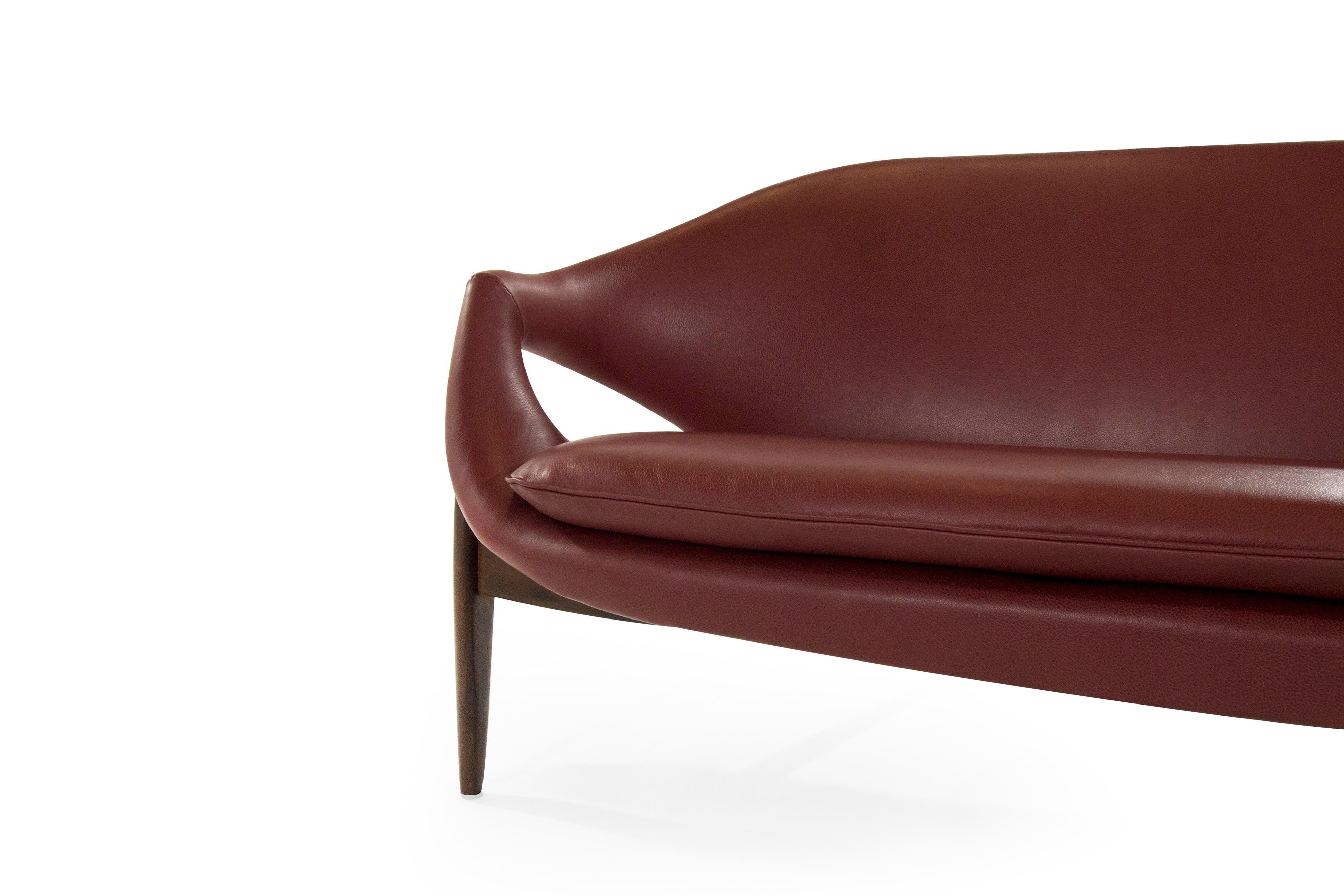 20th Century Sofa in Chianti Leather by Luigi Tiengo for Cimon Montréal, 1963