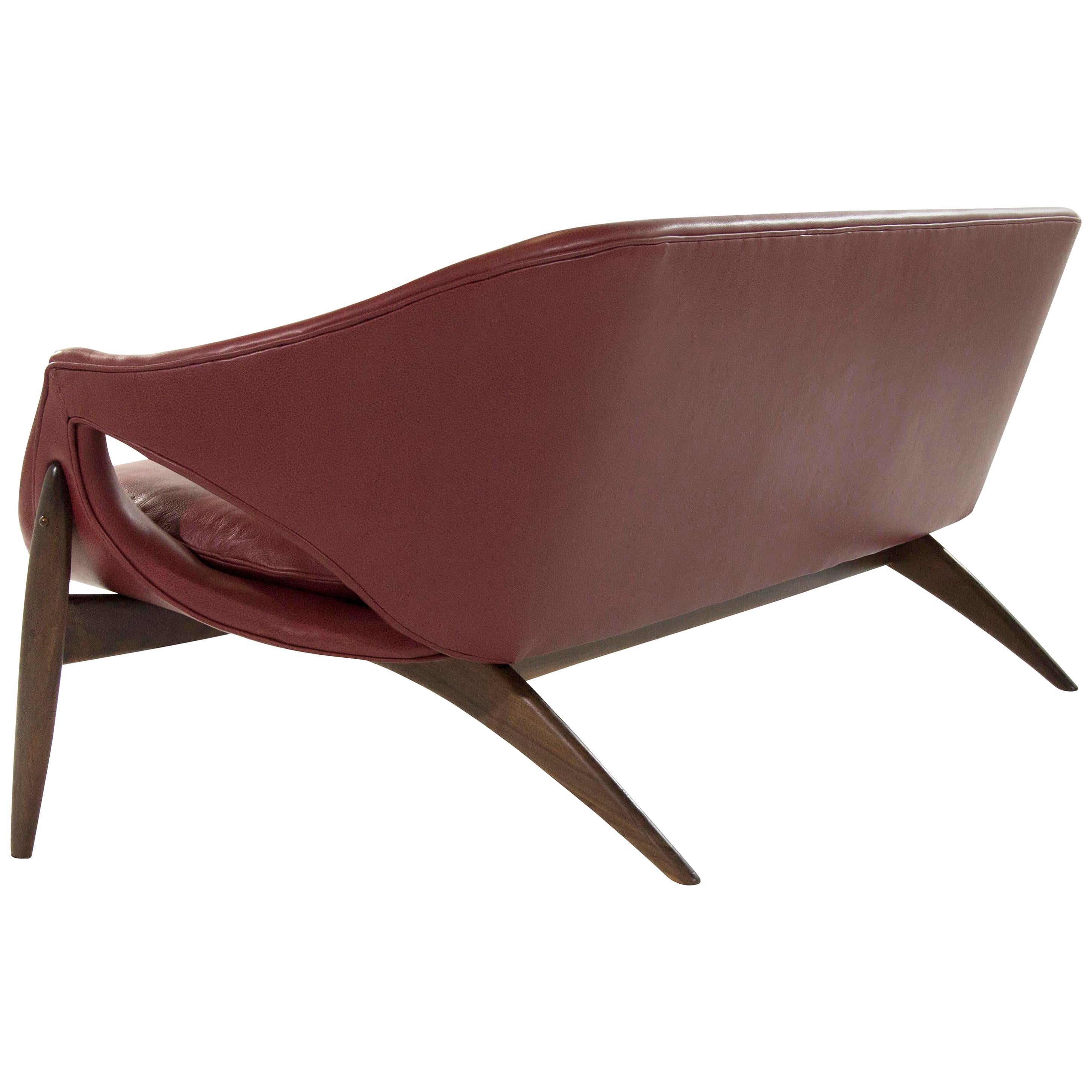 Sofa in Chianti Leather by Luigi Tiengo for Cimon Montréal, 1963