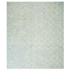 Exceptional Soft Color Diamond Pattern Contemporary HandWoven American Rag Rug