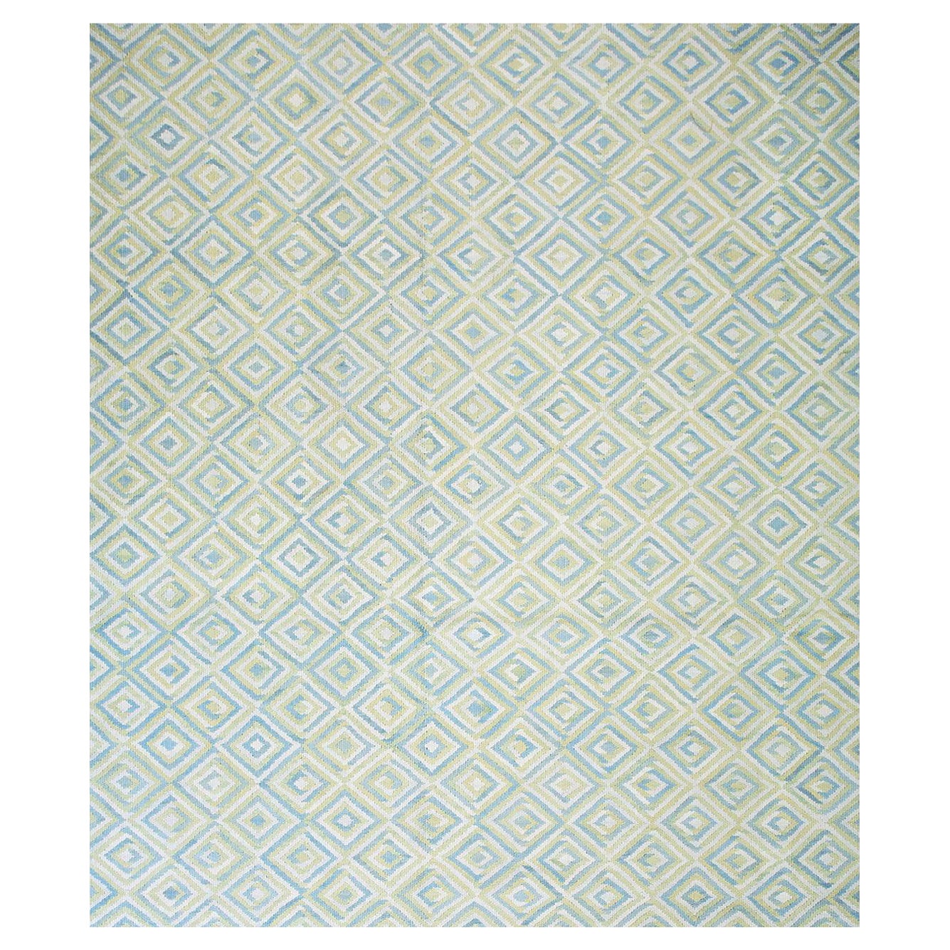 Exceptional Soft Color Diamond Pattern Contemporary HandWoven American Rag Rug