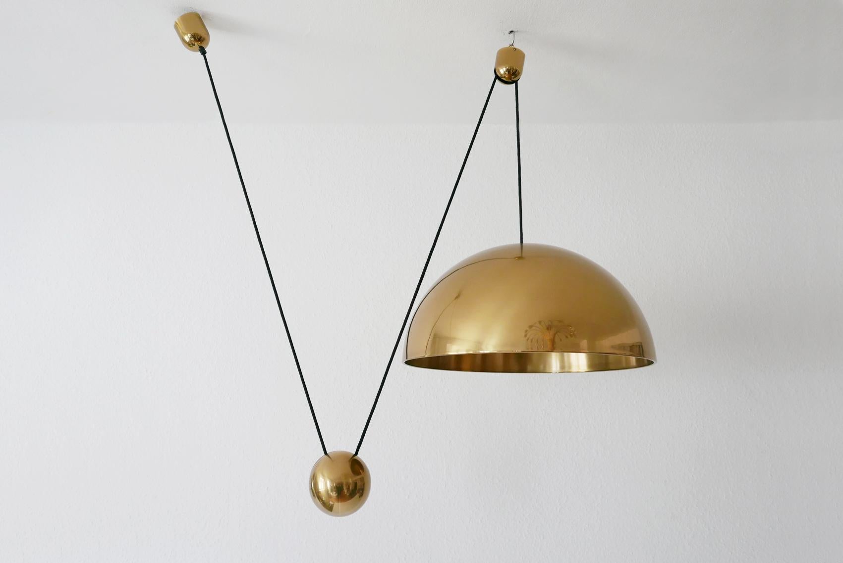 Bronzed Exceptional Solan Counter Balance Pendant Lamp by Florian Schulz, 1980s, Germany For Sale