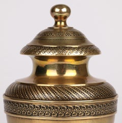 Exceptional Southeast Asian Brass Engine Turned Lidded Urn