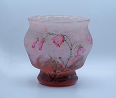 Exceptional Etched Spherical Vase by Nancy Daum, France, 1910