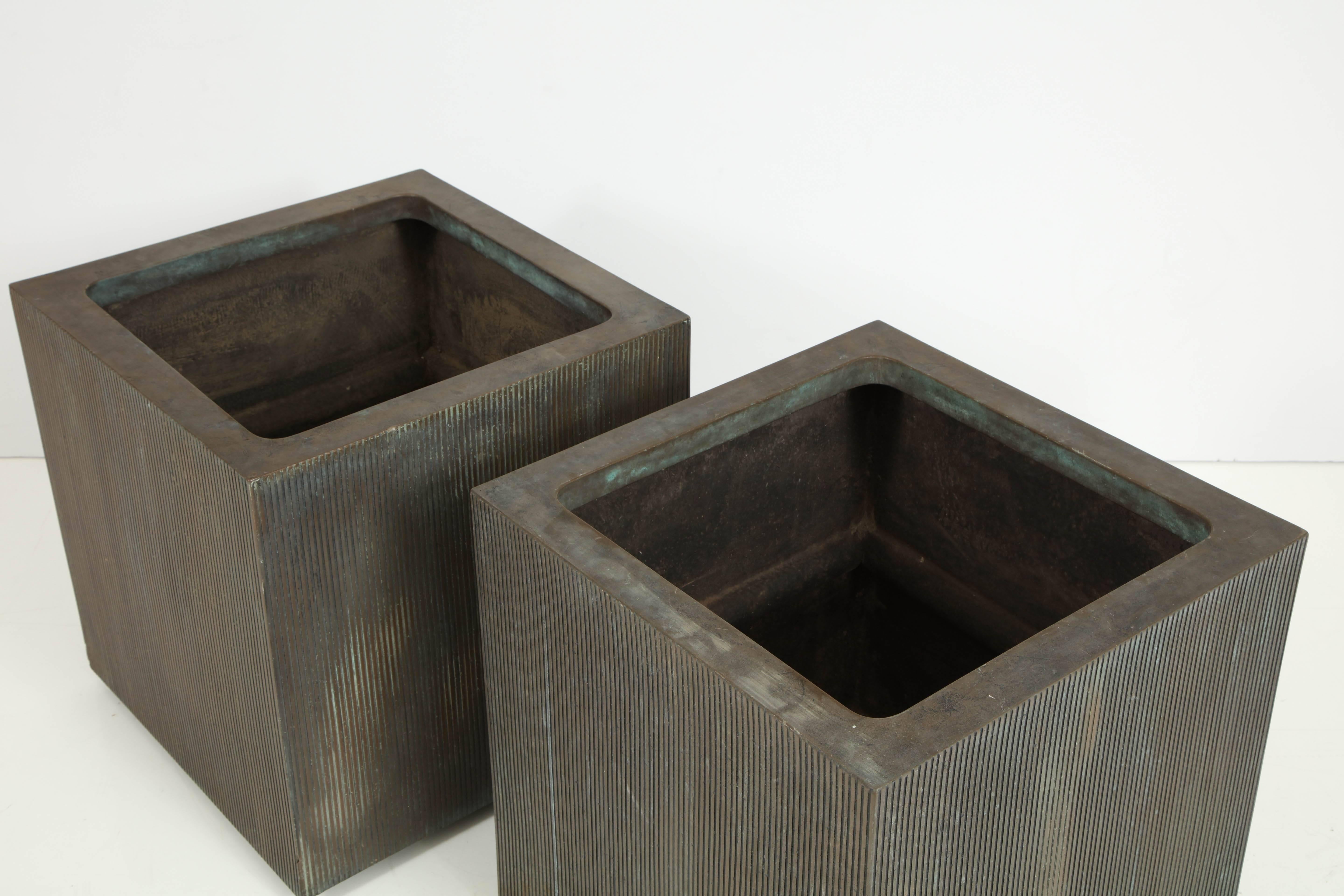 Exceptional Square Pair of Planters by Forms and Surfaces 3