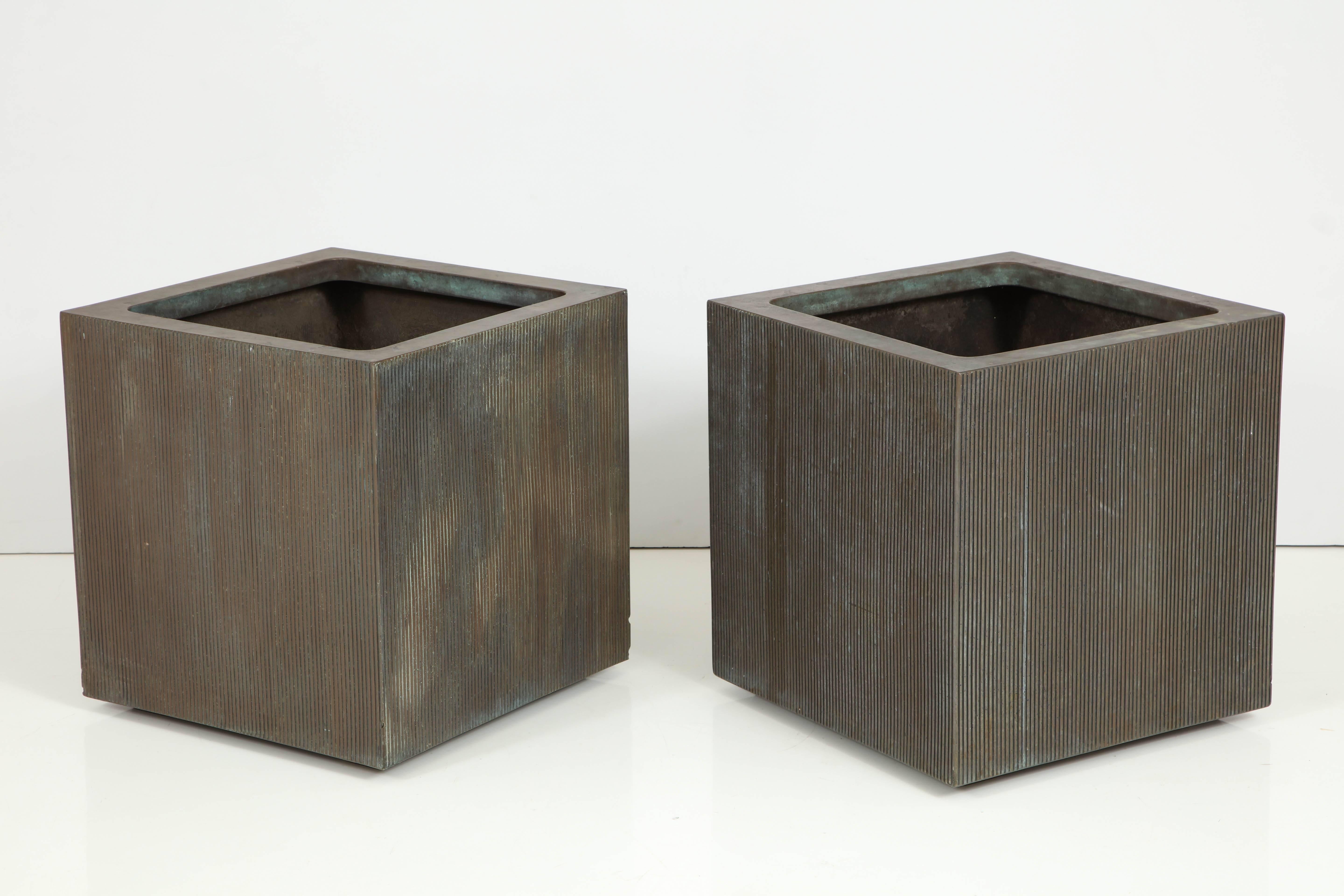 Mid-Century Modern Exceptional Square Pair of Planters by Forms and Surfaces