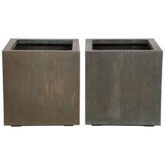 Exceptional Square Pair of Planters by Forms and Surfaces
