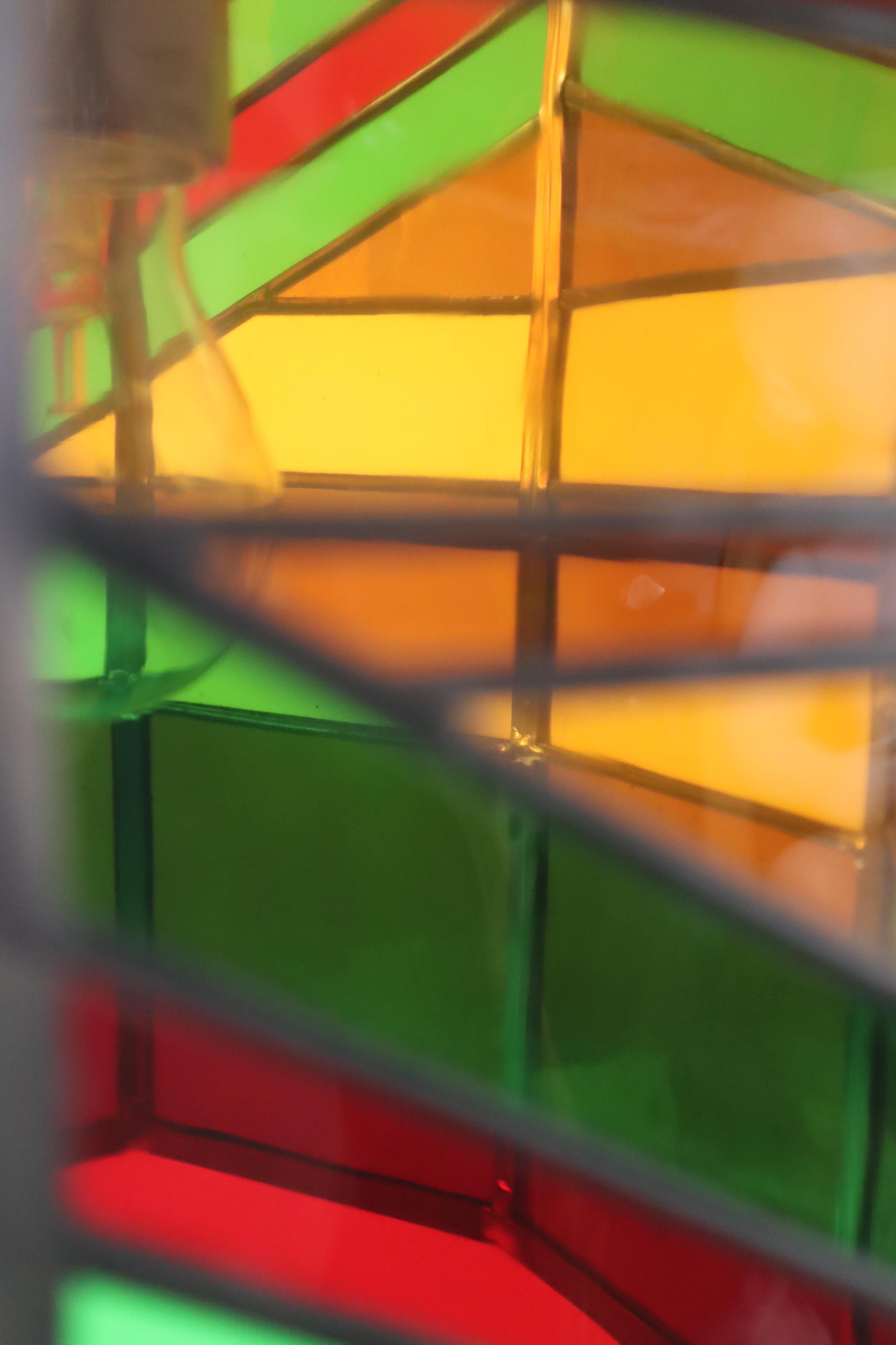 Exceptional Stained Glass Pendant Lamp, Italy 1970 For Sale 7