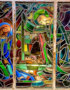 Exceptional Stained Glass Window by Mauméjean Masters Scene from Annunciation