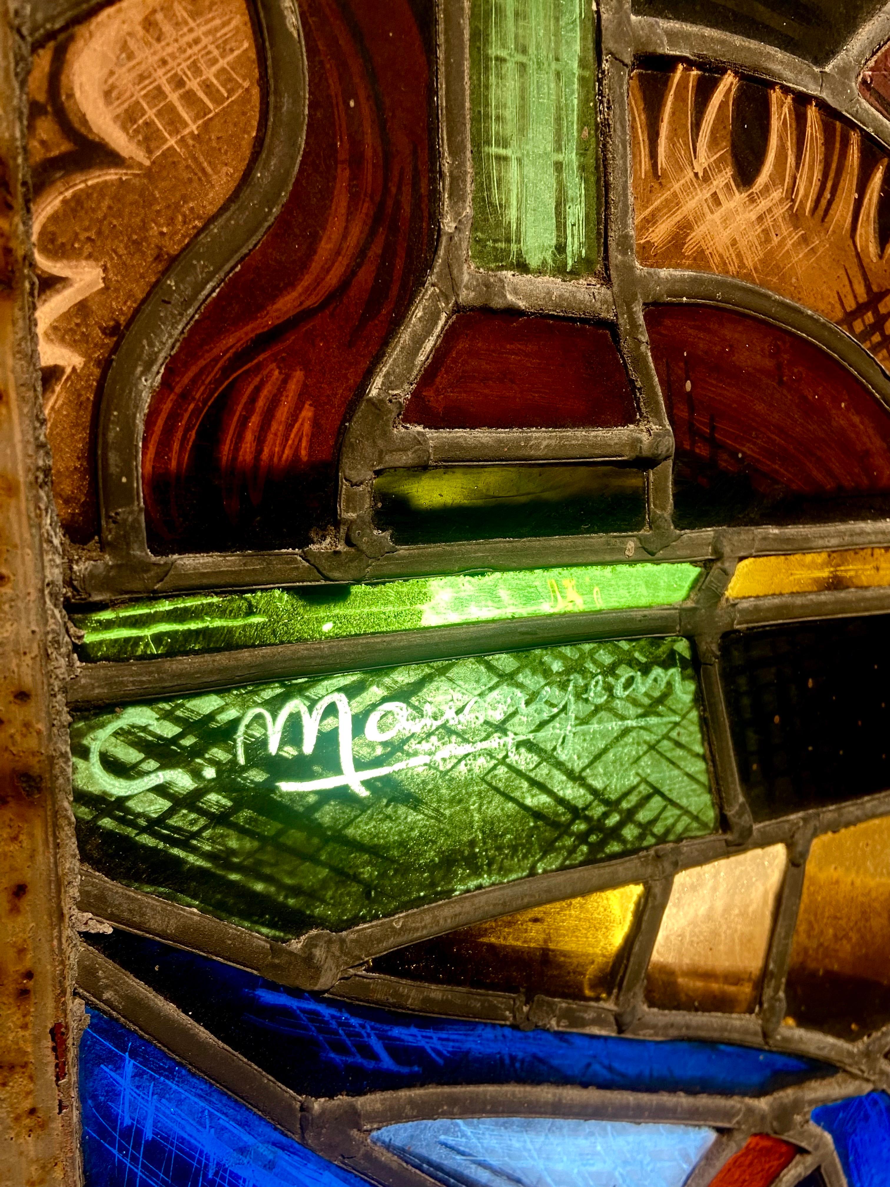 20ième siècle Exceptionnel vitrail de Mauméjean Masters Scène de l'Annonciation en vente