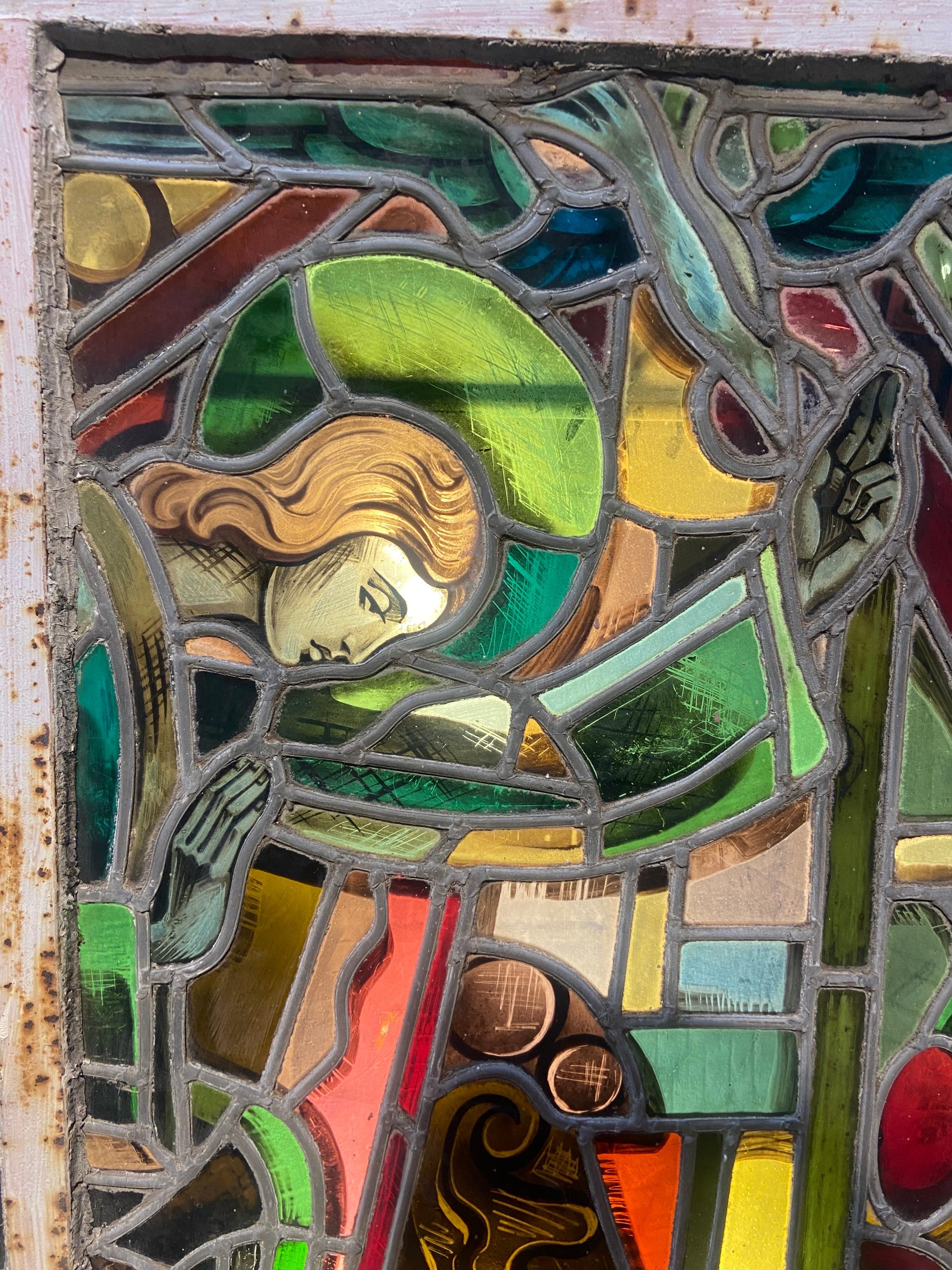 Exceptional Stained Glass Window by Mauméjean Masters Scene from Annunciation For Sale 2