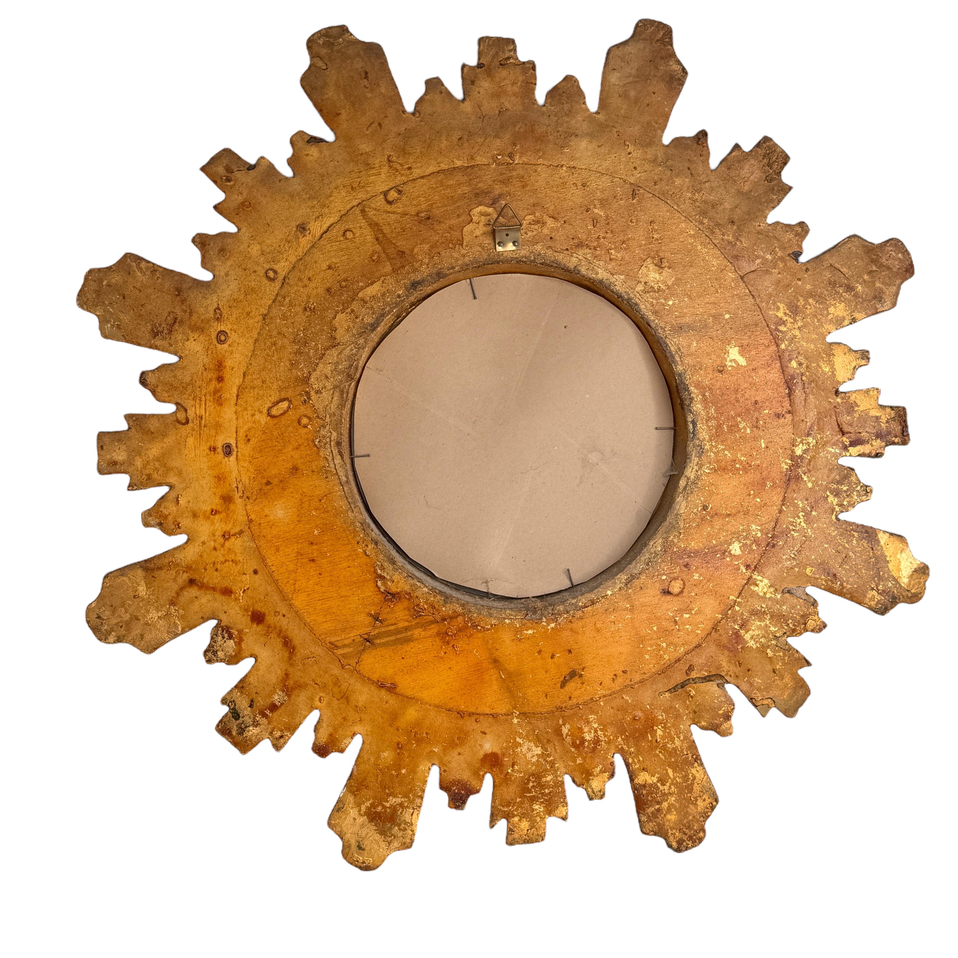 Exceptional Starburst Sunburst Gilded Wood Mirror, Germany circa 1950s For Sale 4