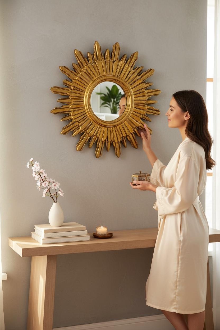 Exceptionnel miroir en bois doré en forme d'étoile, Allemagne vers les années 1950. en vente 2