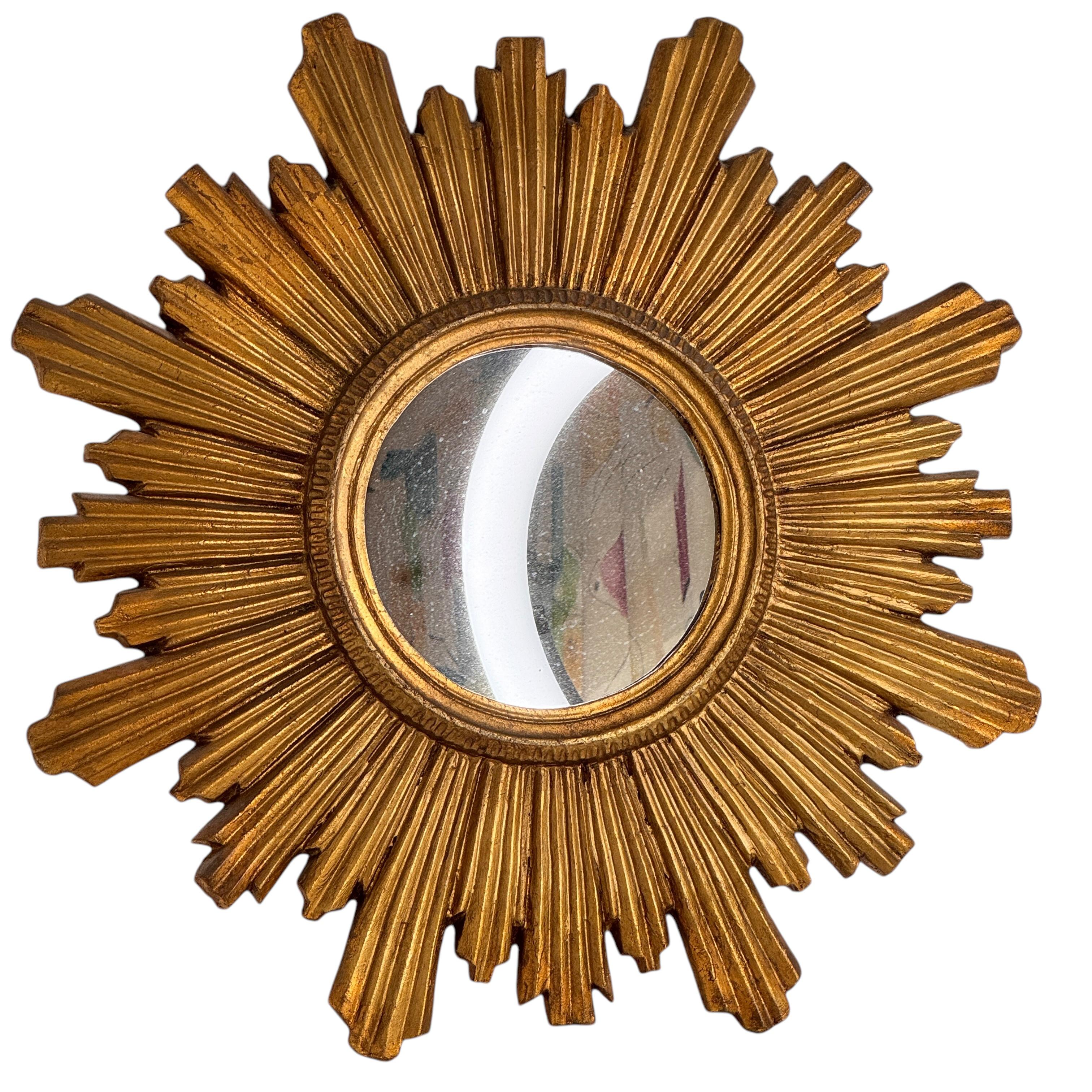 Exceptional Starburst Sunburst Gilded Wood Mirror, Germany circa 1950s For Sale 5