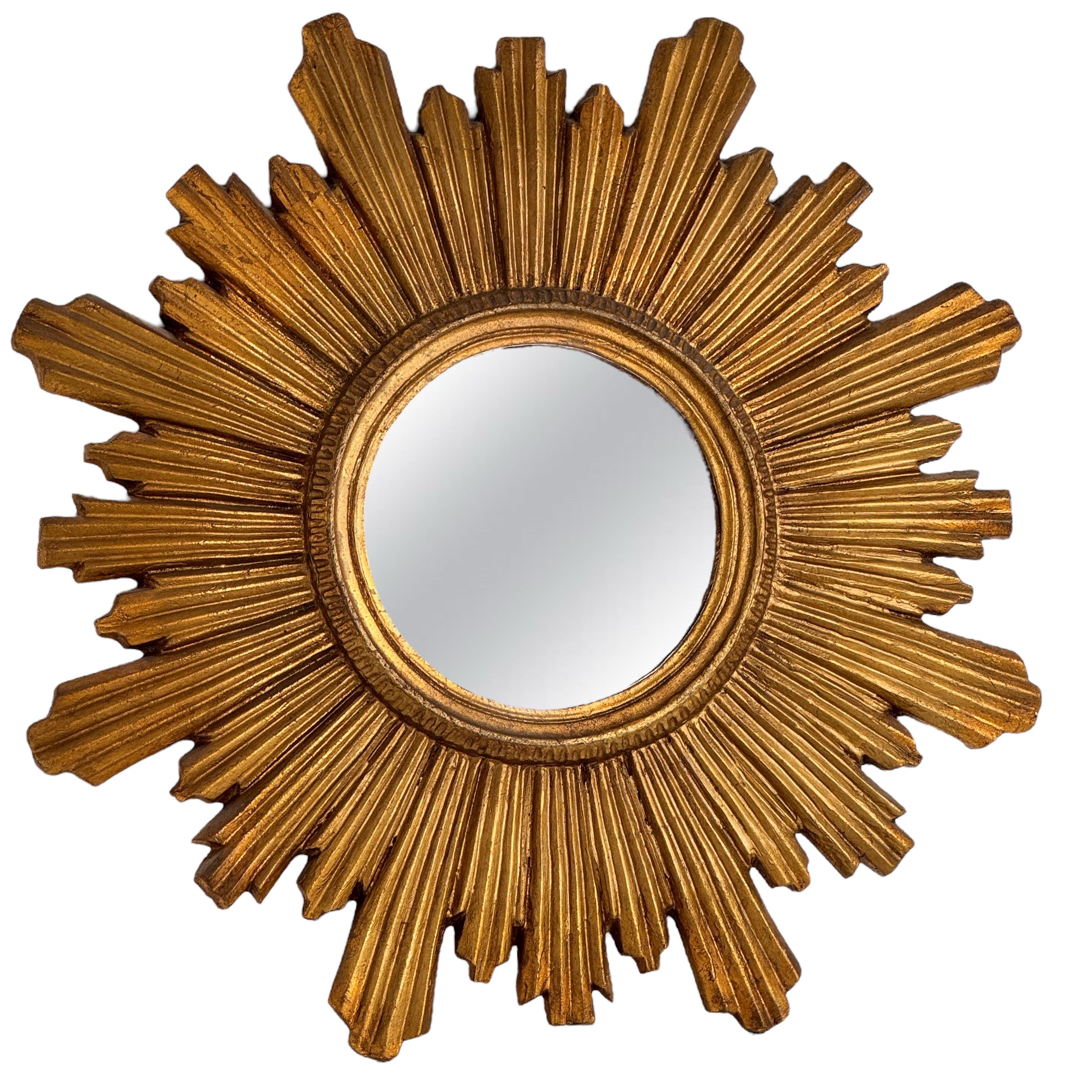 Exceptional Starburst Sunburst Gilded Wood Mirror, Germany circa 1950s For Sale 7