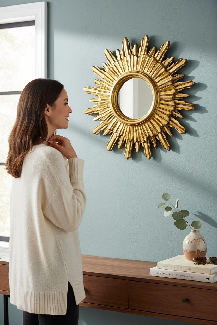 Exceptionnel miroir en bois doré en forme d'étoile, Allemagne vers les années 1950. en vente 6