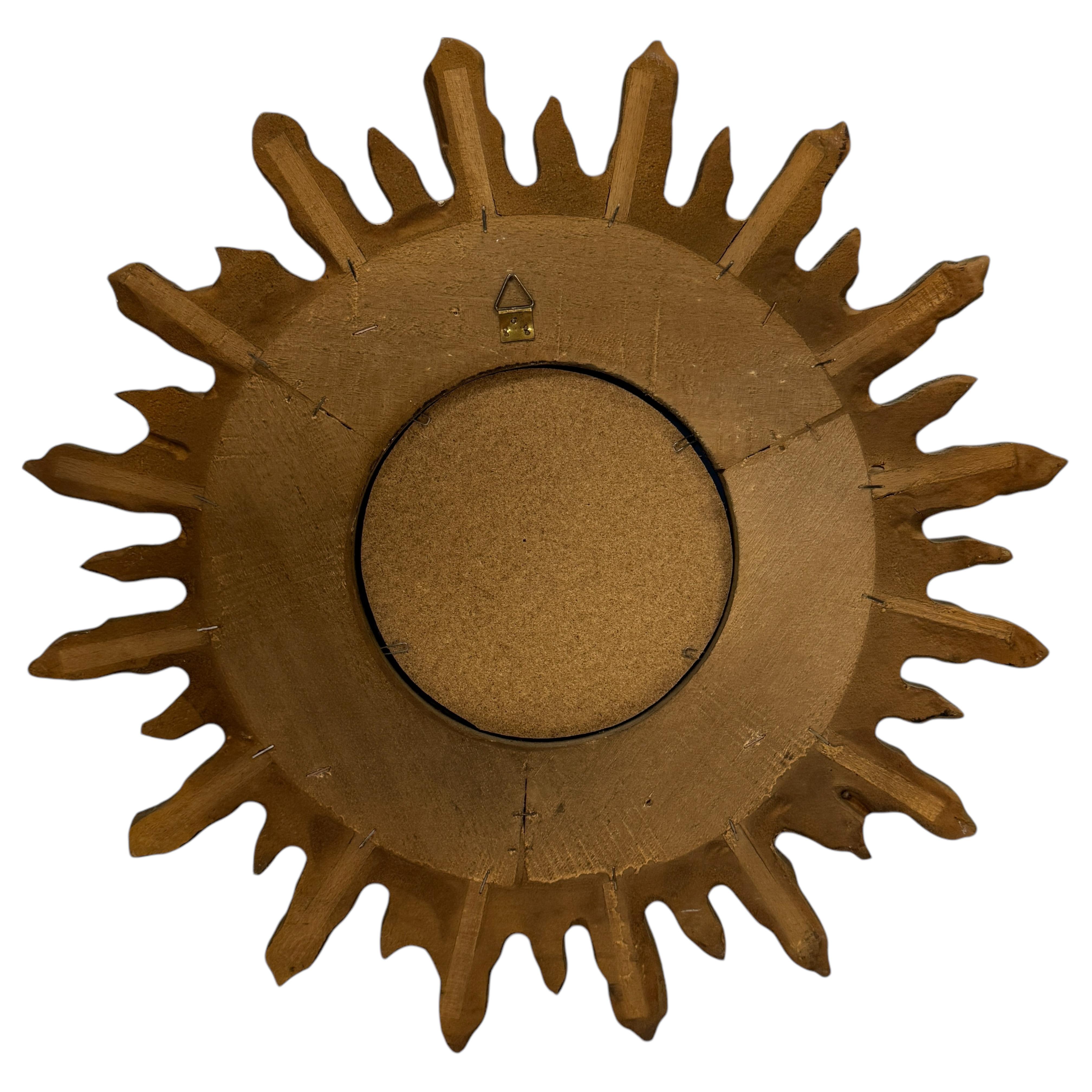 Eccezionale specchio in legno dorato Starburst Sunburst, Germania, circa anni '50 in vendita 10