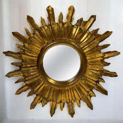 Eccezionale specchio in legno dorato Starburst Sunburst, Germania, circa anni '50