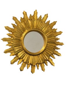 Excepcional Espejo de Madera Dorada, Alemania circa años 50