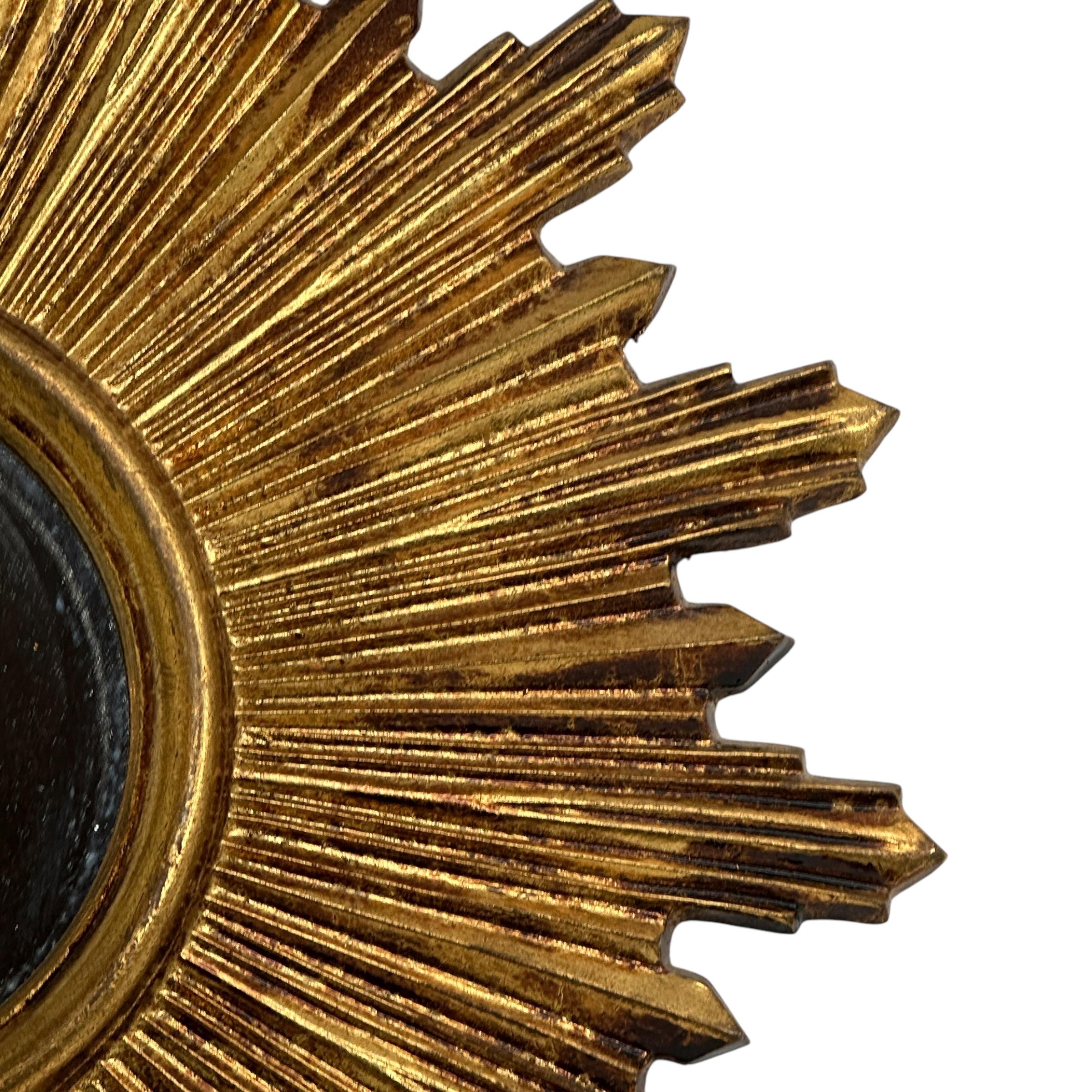 Außergewöhnlicher Starburst Sunburst Vergoldeter Holzspiegel, Deutschland ca. 1950er Jahre 1