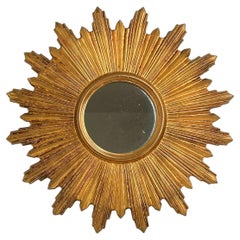 Exceptional Starburst Sunburst Gilded Wood Mirror, Germany circa 1950s
