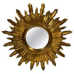 Exceptional Starburst Sunburst Gilded Wood Mirror, Germany circa 1950s
