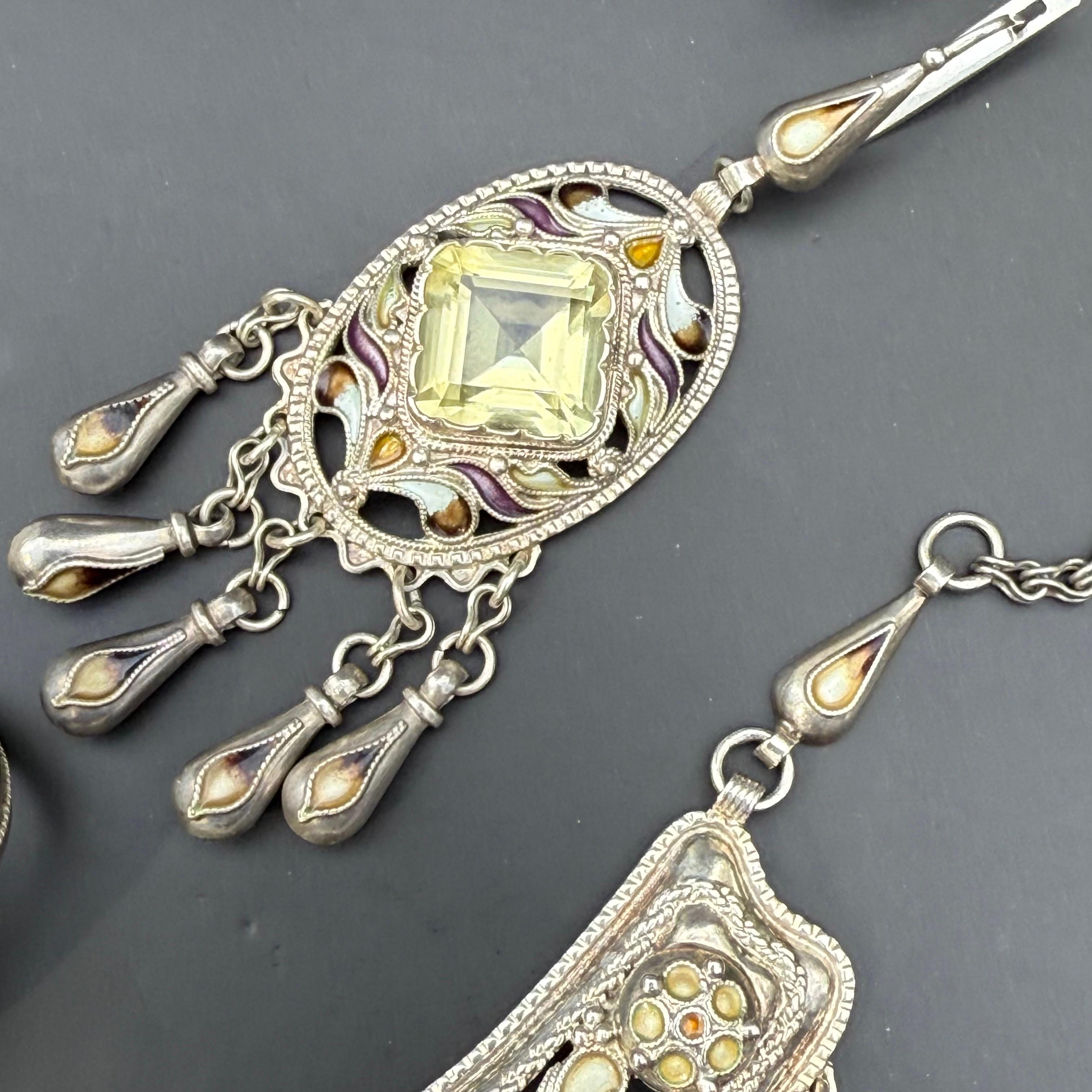 Exceptional Sterling Silver Enamel  Necklace, Bracelet earrings & Ring For Sale 3