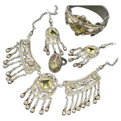 Exceptional Sterling Silver Enamel  Necklace, Bracelet earrings & Ring