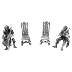 Exceptionnels musiciens miniatures en argent sterling