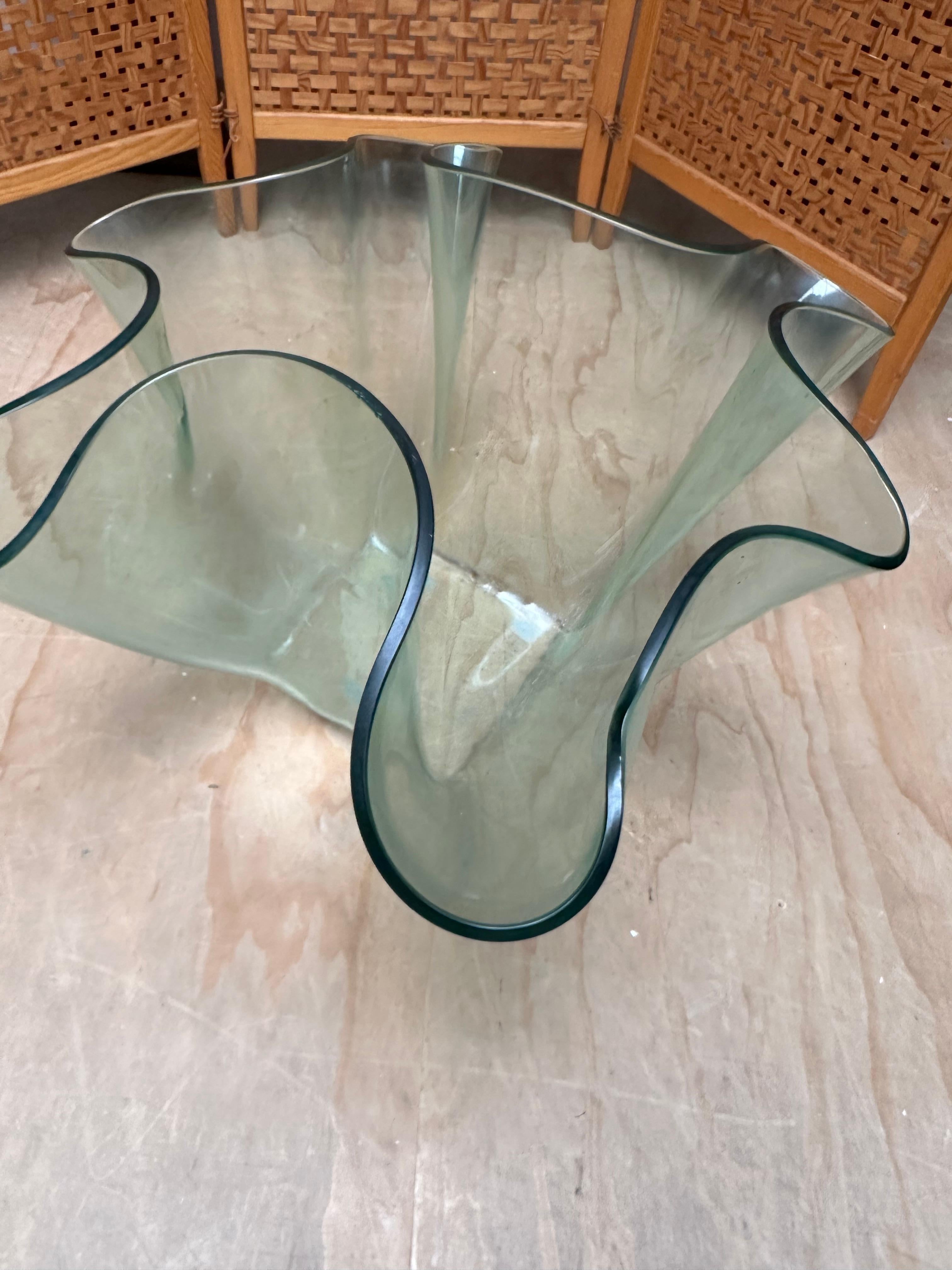 Exceptional Strong & Thick Curved Design Murano, Glass Art Floor Jardiniere Vase For Sale 8