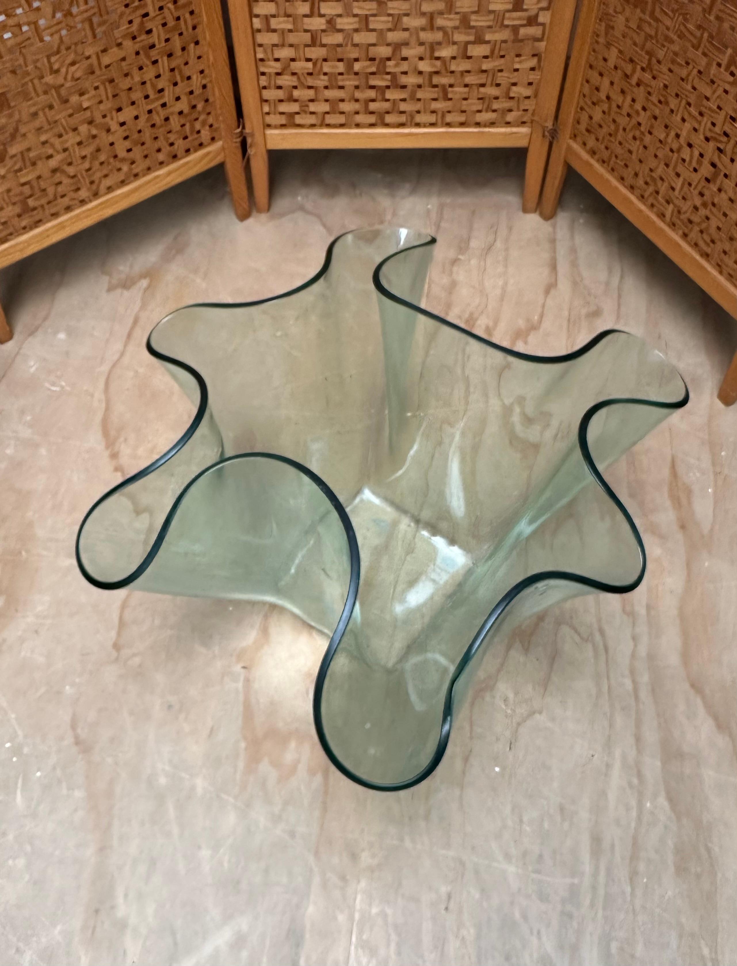 Exceptional Strong & Thick Curved Design Murano, Glass Art Floor Jardiniere Vase For Sale 9